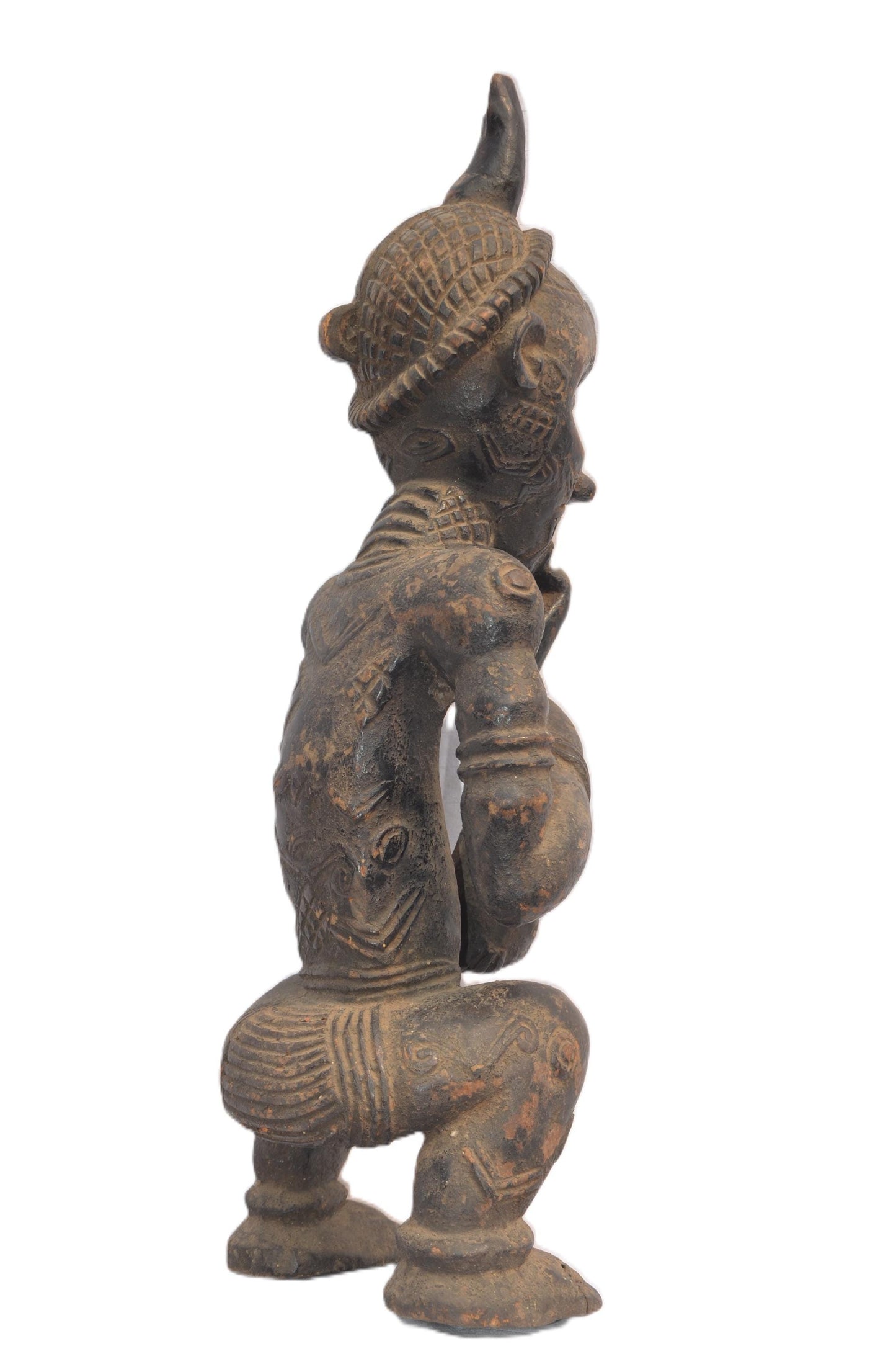 Vintage Lulua Statue – Male Benelulua Drinking Pombe – Congo Wood Carving Art