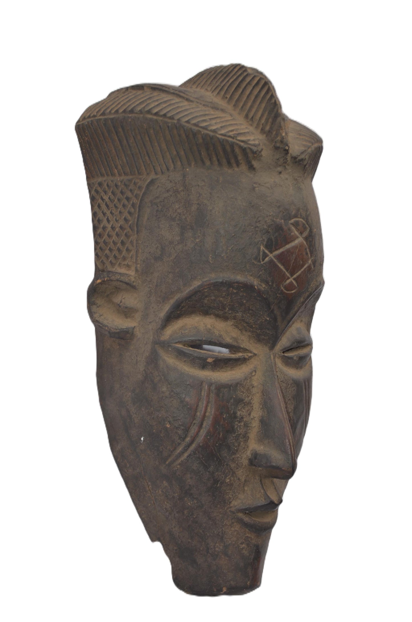 Large Chokwe Mask – 24" Hand-Carved Wood Wall Art – Congo Tribal Decor Art