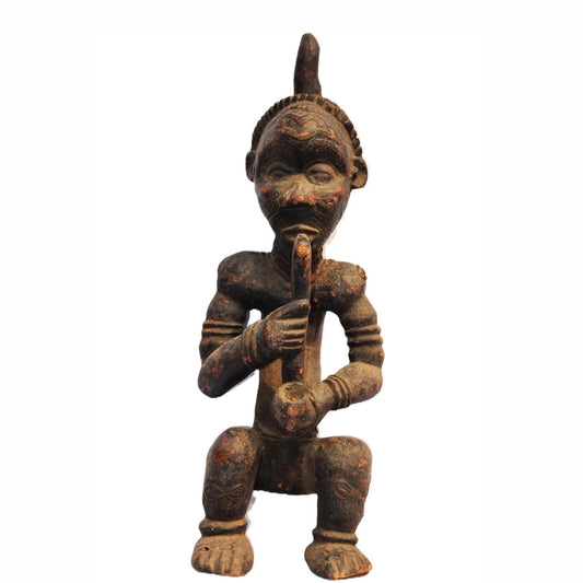 Vintage Lulua Statue – Male Benelulua Drinking Pombe – Congo Wood Carving Art