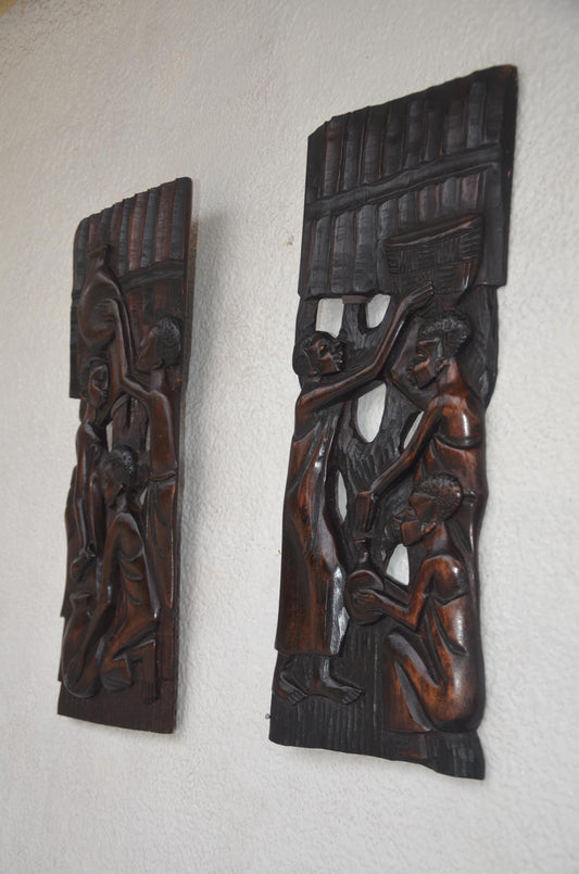 Kingdom Wall Decorating – Pair of 20" Rwanda Relief Panels – African Folk Art