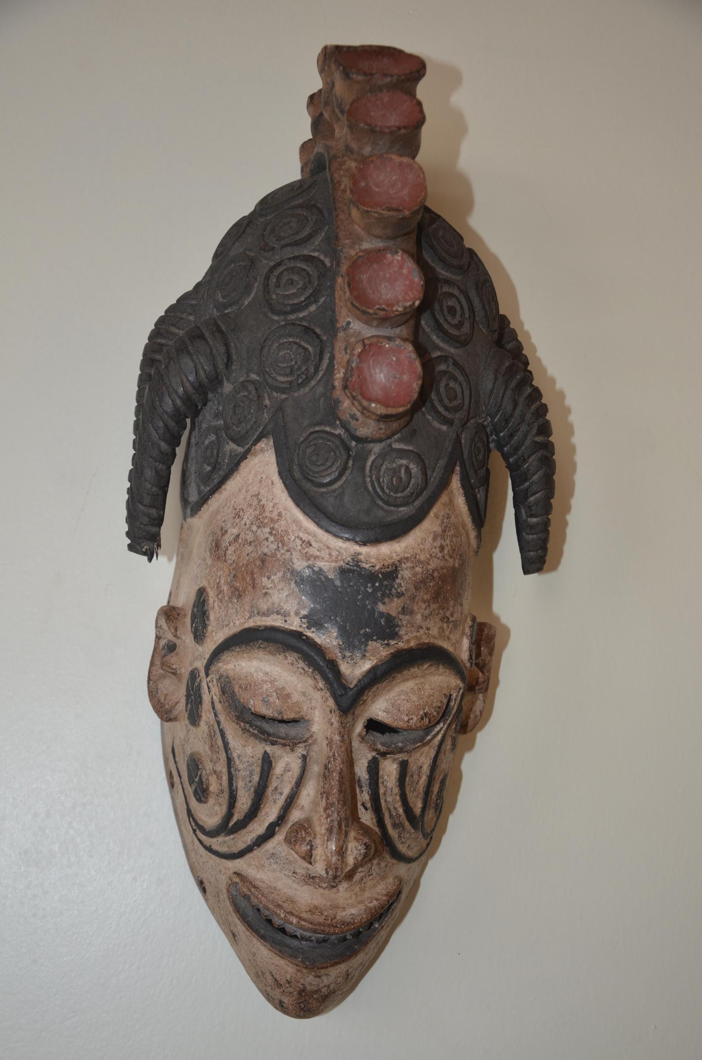 Igbo Agbogho Mmwo Mask – 22" Maiden Spirit Wall Decor – Nigeria Tribal Wood Mask