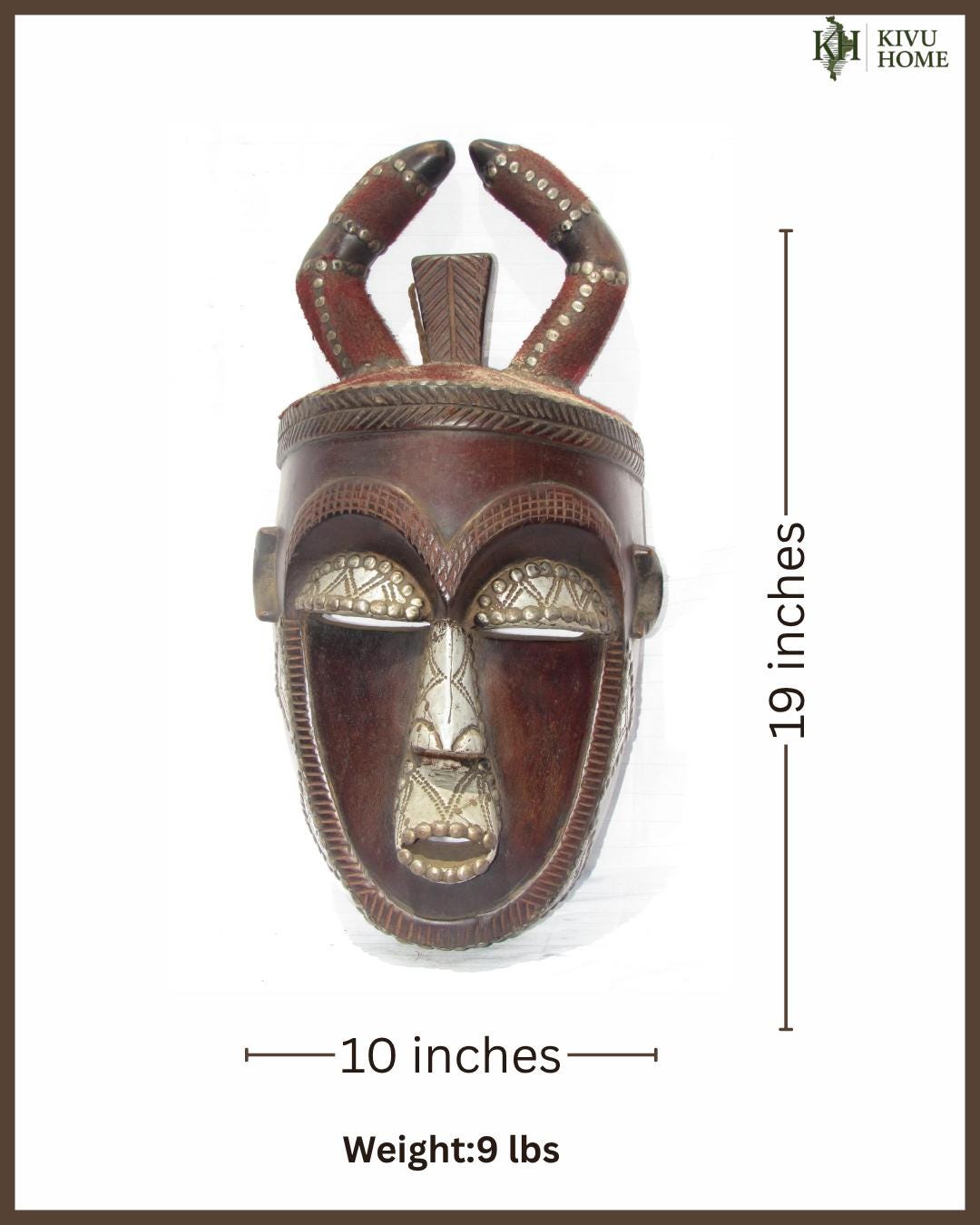 Antique Ngata Tribal Casque Mask – 19" Wood & Metal Helmet – Rare Congolese Art