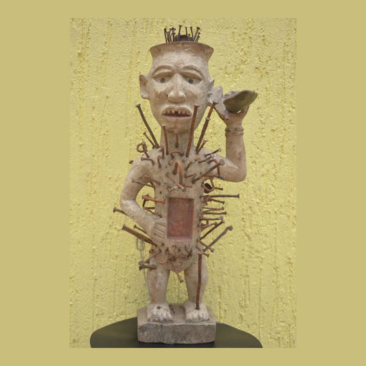 Large Kongo Power Figure – 22" Nkisi Nkondi Nail Statue – African Ritual Art