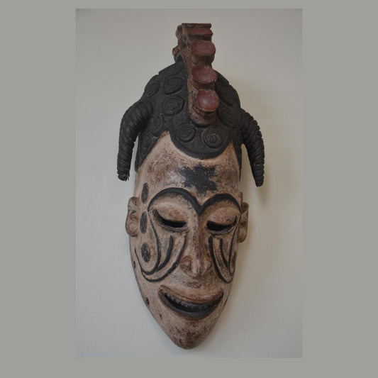 Igbo Agbogho Mmwo Mask – 22" Maiden Spirit Wall Decor – Nigeria Tribal Wood Mask