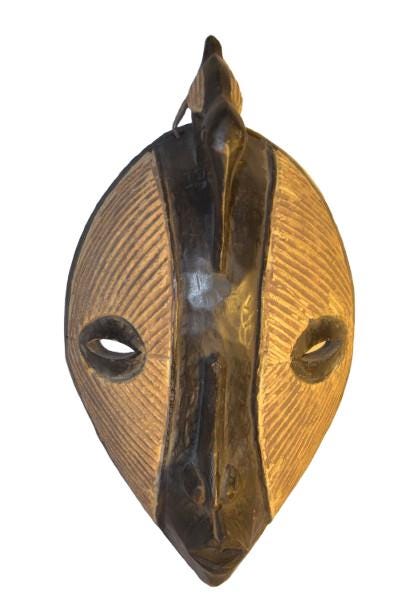 Round Luba Kifwebwe Mask – 12" Congo Tribal Wood Art – African Spirit Mask
