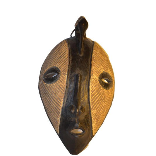 Round Luba Kifwebwe Mask – 12" Congo Tribal Wood Art – African Spirit Mask