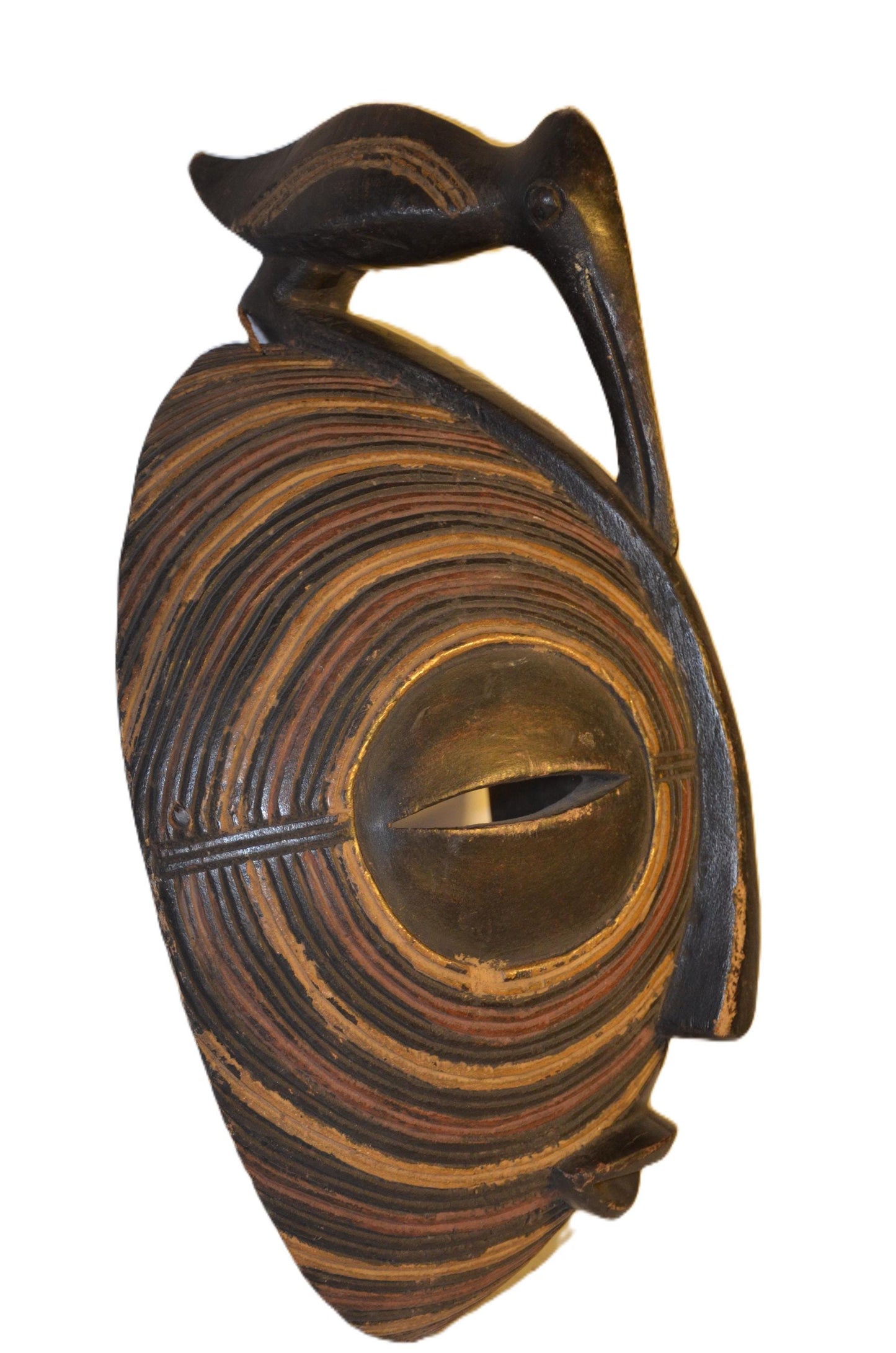 Vintage Luba Mask – 17" Hand-Carved Wood Wall Art – Congo Tribal Spirit Mask