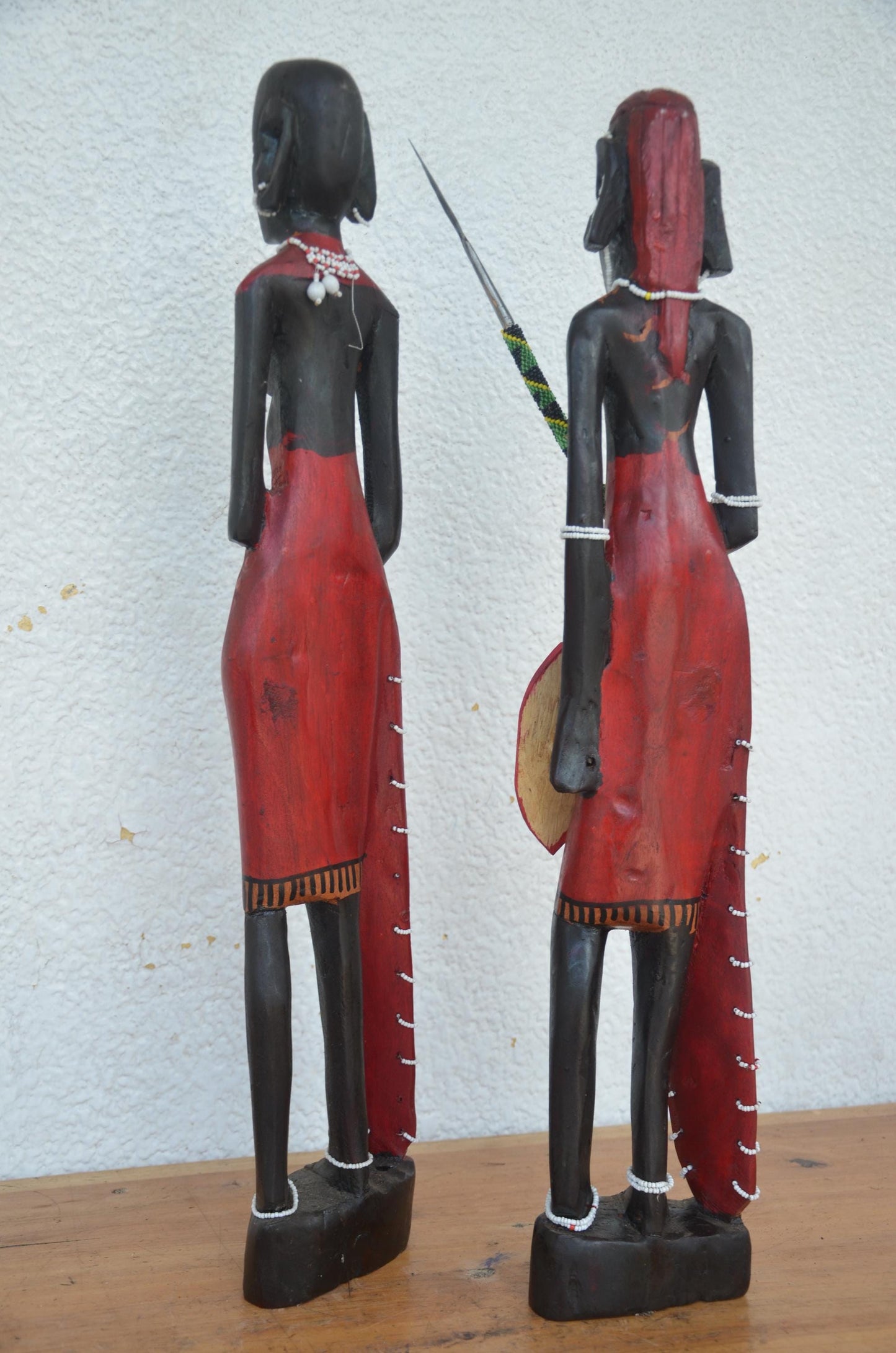 Maasai King & Queen Statues – 23" Hand-Carved Wood – African Leader Figures