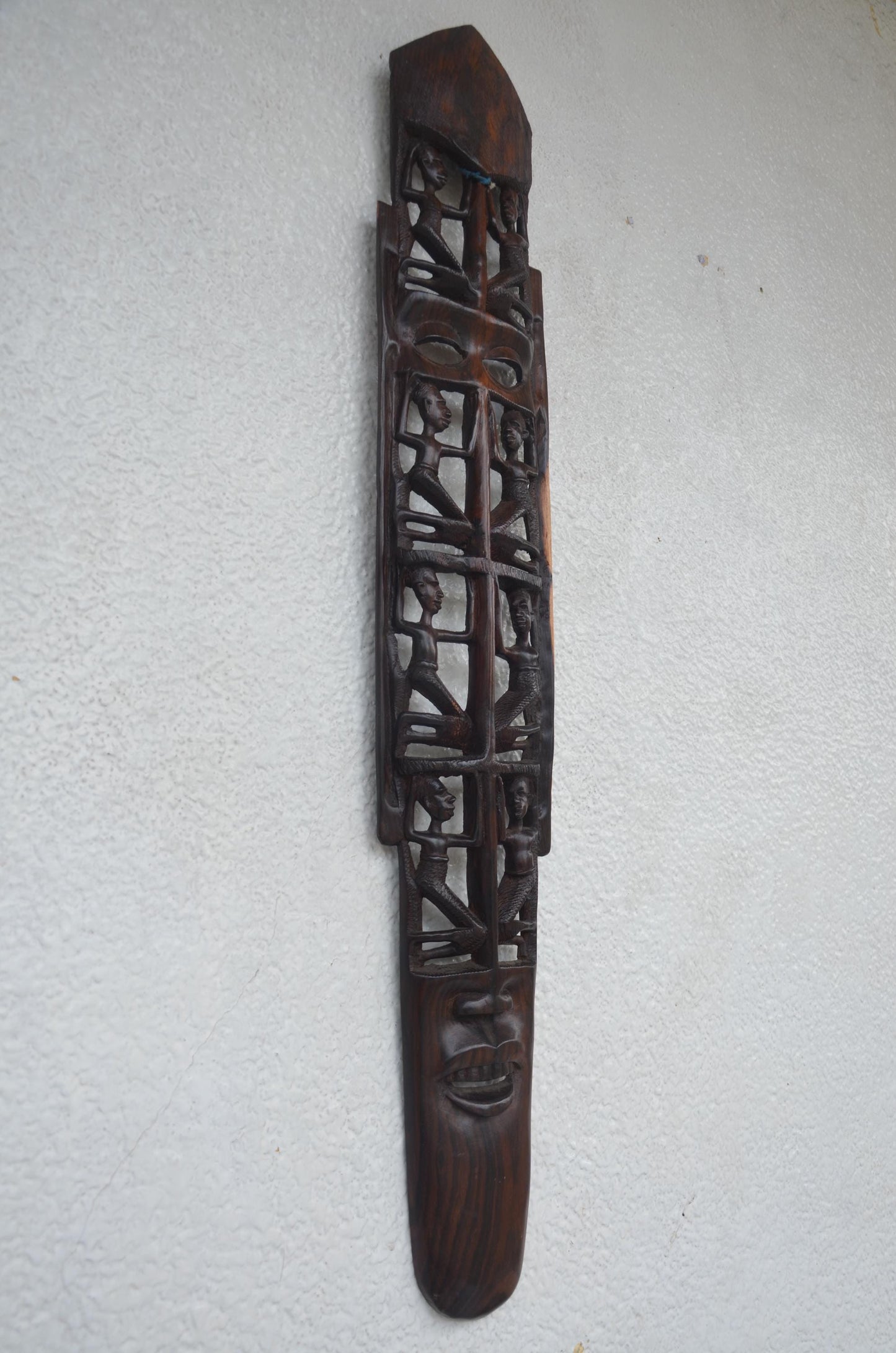 Sukuma Tribe Ebony Wood Village Art – 33" Hand-Carved Tanzanian Wall Sculpture