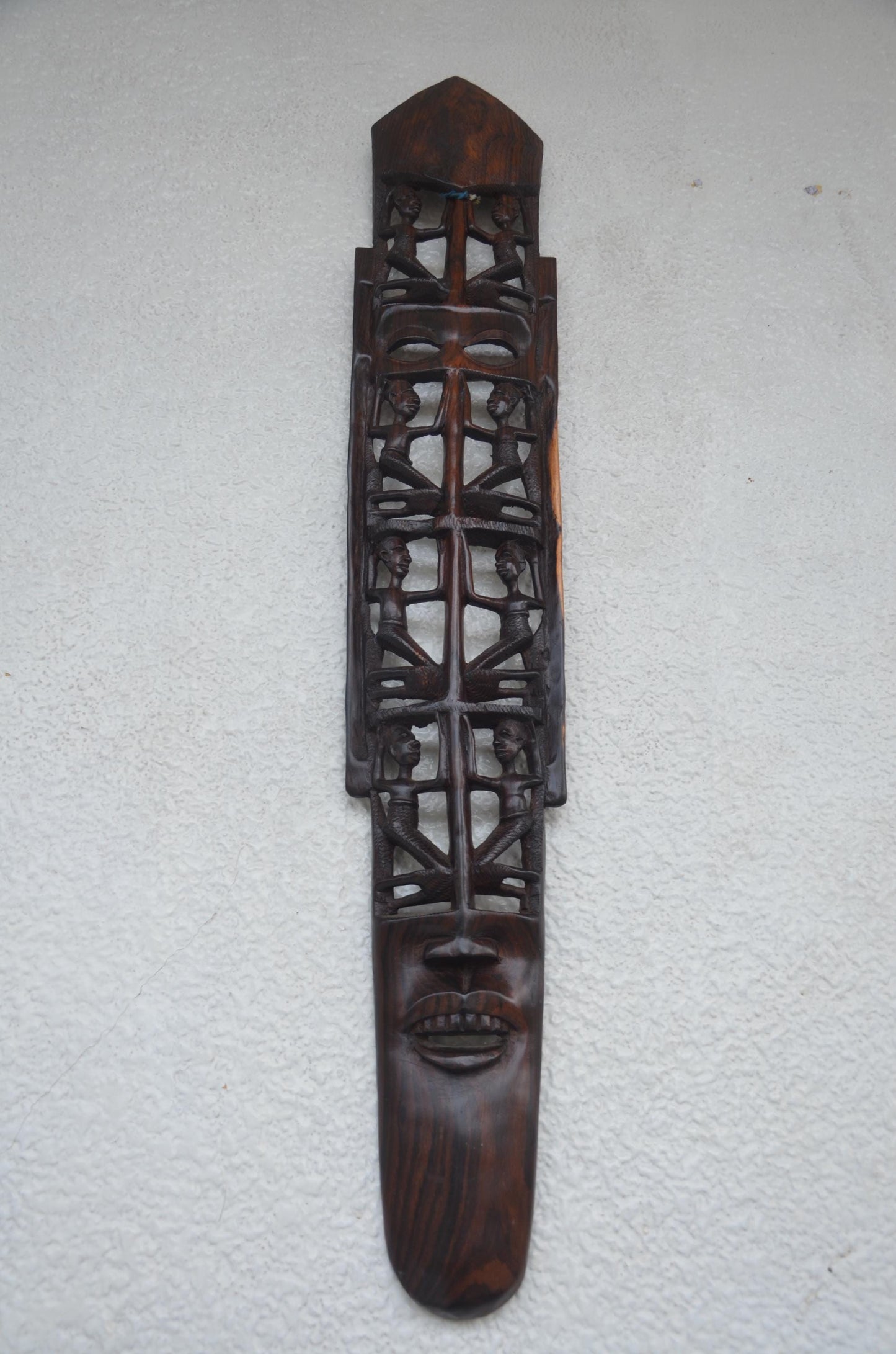 Sukuma Tribe Ebony Wood Village Art – 33" Hand-Carved Tanzanian Wall Sculpture
