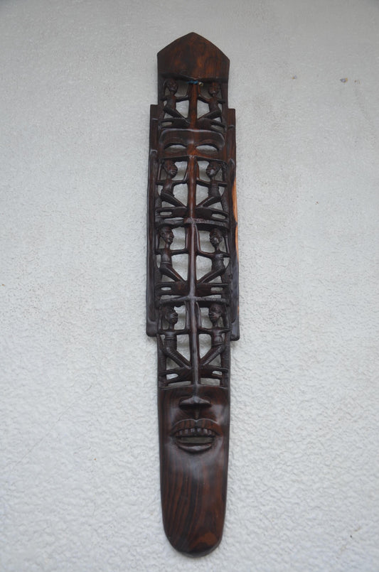 Sukuma Tribe Ebony Wood Village Art – 33" Hand-Carved Tanzanian Wall Sculpture