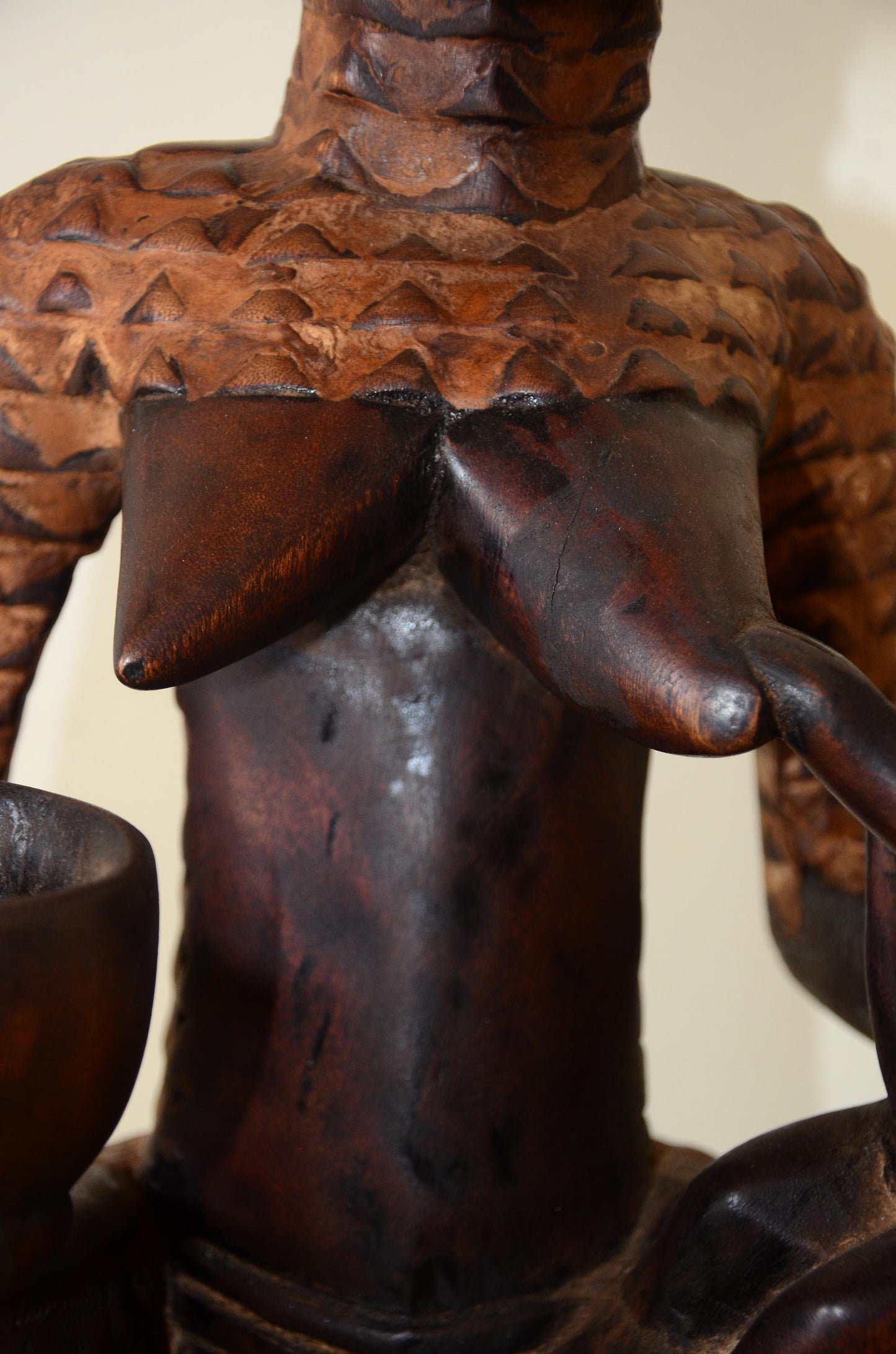 Yoruba Olumeye Offering Bowl – 25" Figural Wood Carving – Nigeria Tribal Art