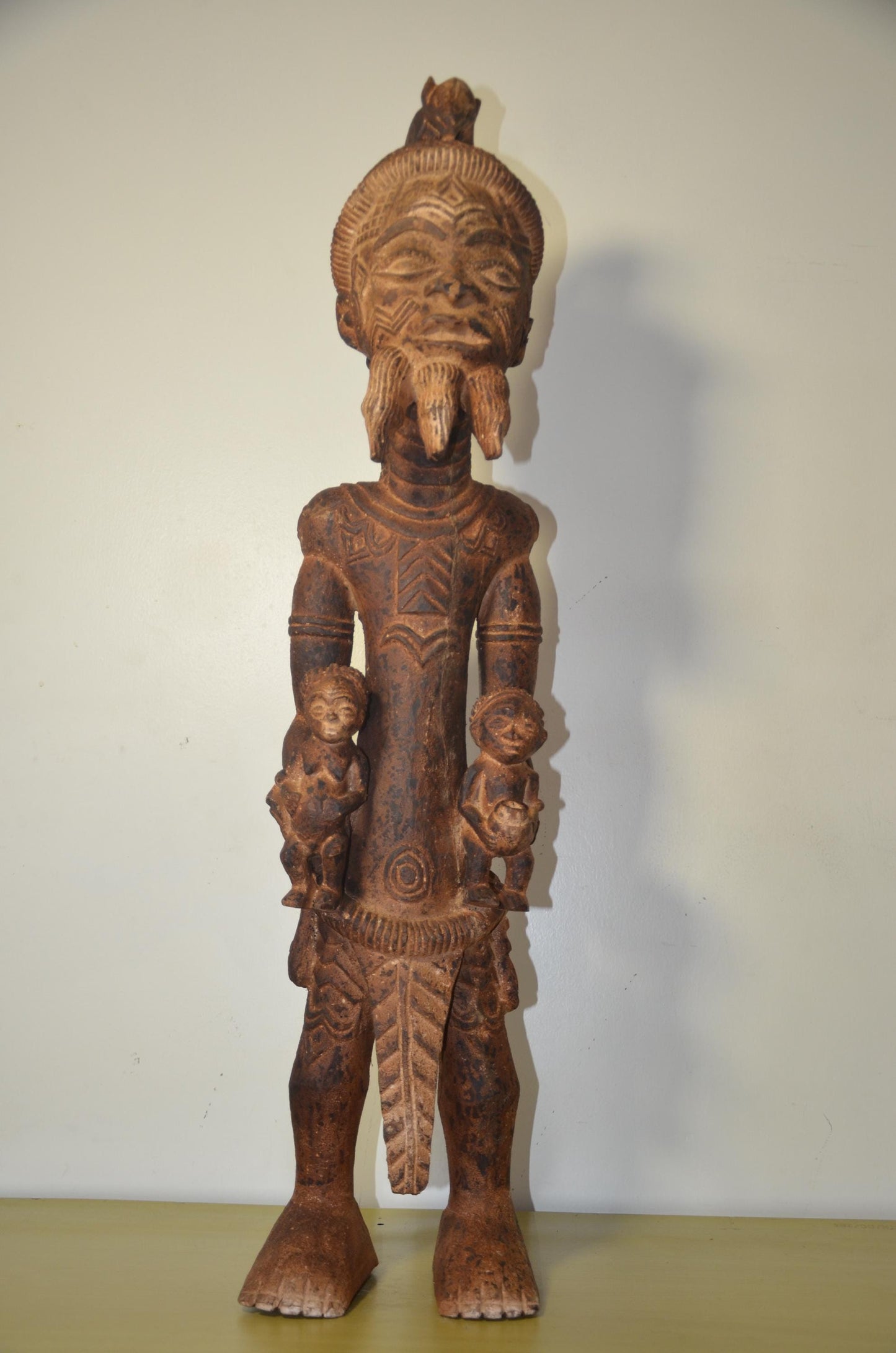 Large Bena Lulua Ancestor Figure – 40" Congo Wood Statue – African Tribal Art
