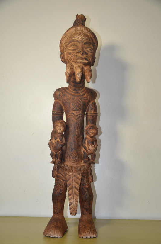 Large Bena Lulua Ancestor Figure – 40" Congo Wood Statue – African Tribal Art