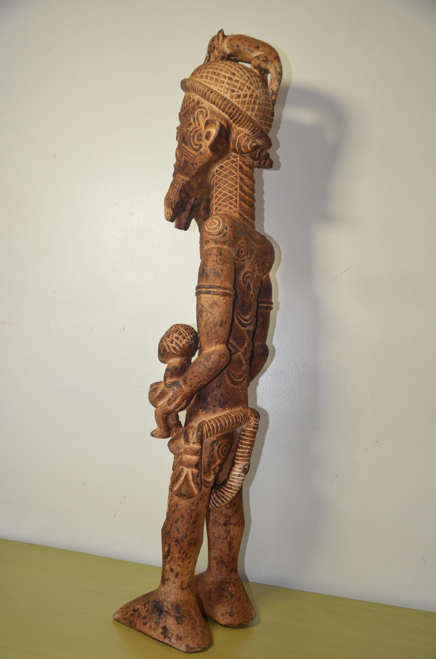 Large Bena Lulua Ancestor Figure – 40" Congo Wood Statue – African Tribal Art