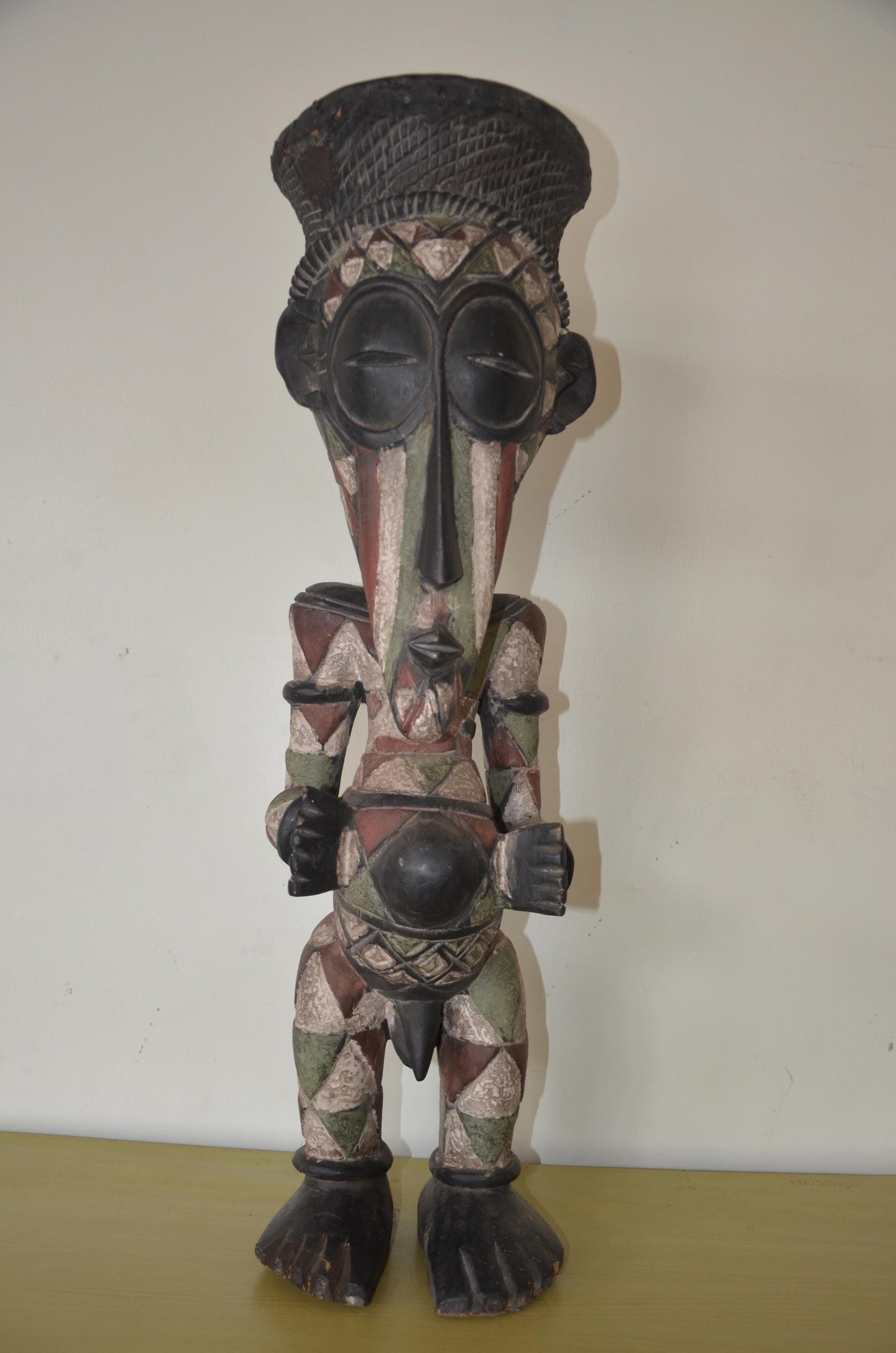 Large Songye Power Figure – 34" Polychrome Nkisi Statue – Congo Ancestor Art
