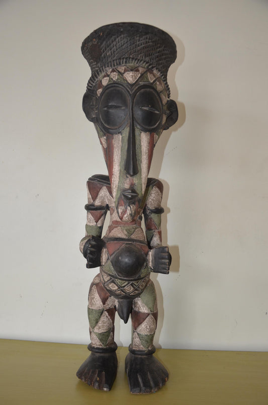 Large Songye Power Figure – 34" Polychrome Nkisi Statue – Congo Ancestor Art