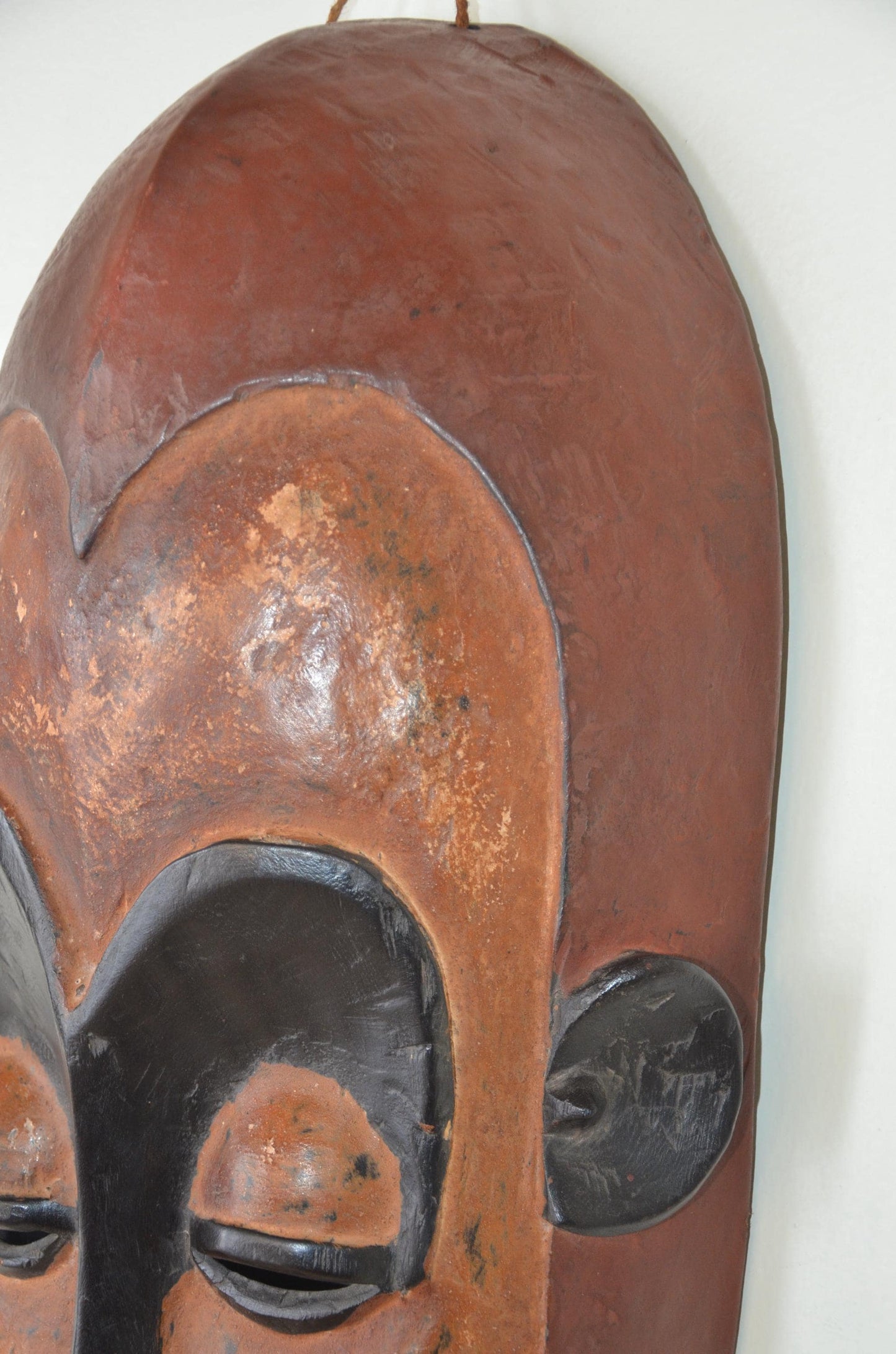 Handmade African Fang Mask – 24" Gabon Tribal Wall Art – Large Wood Ngil Mask