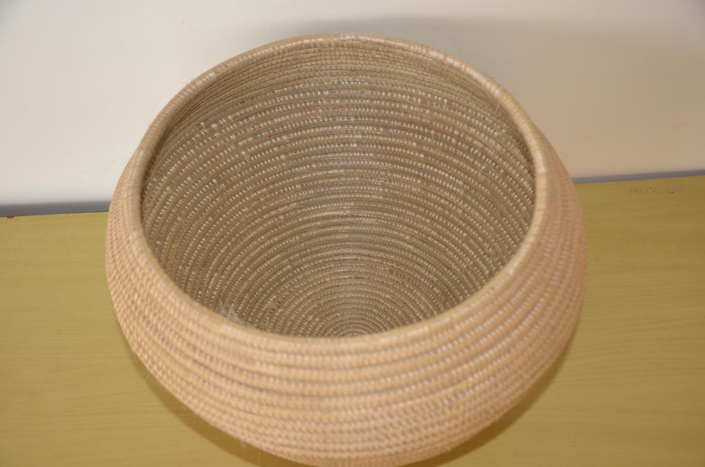 Large Handwoven Coiled Basket – 16" African Sisal Vessel – Natural Boho Decor
