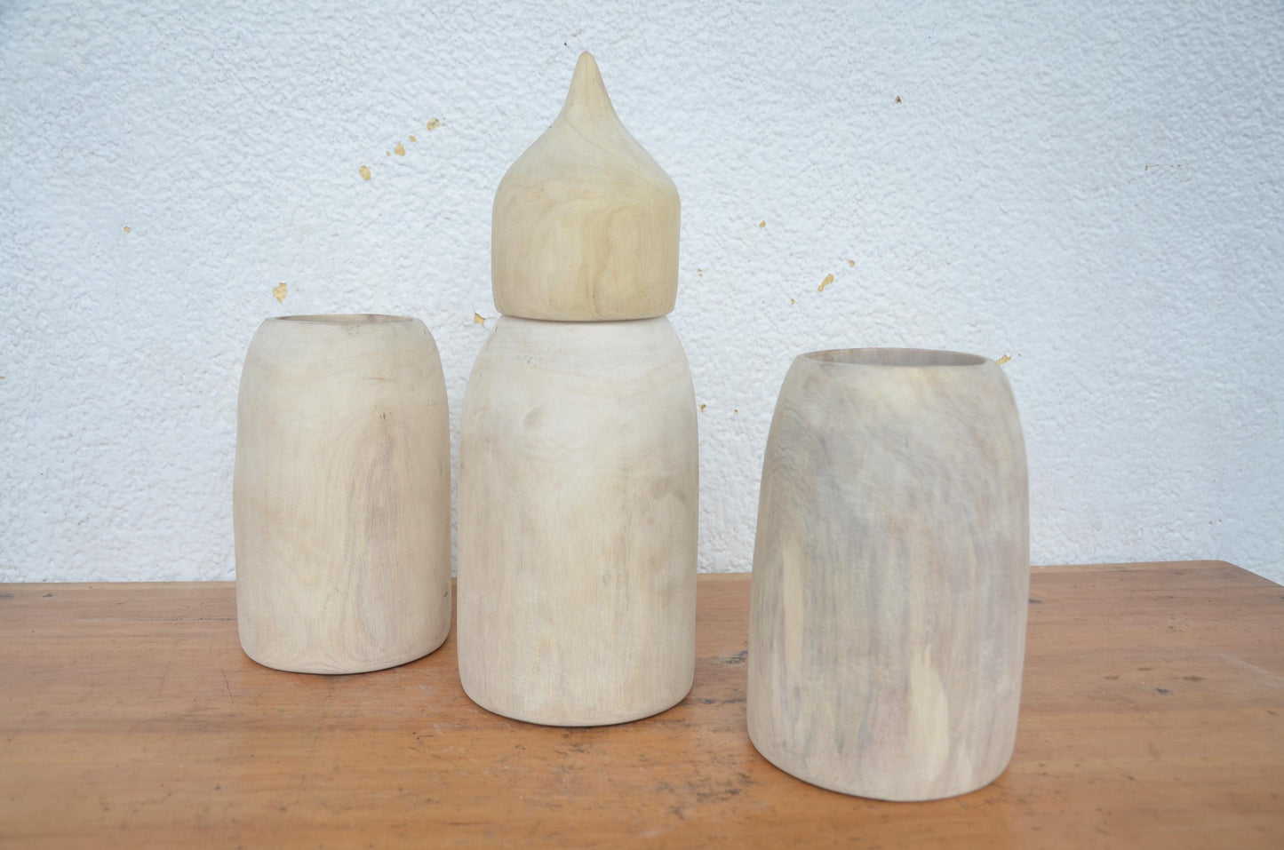 Rwandan Icyansi & Inkongo Milk Set – 3-Piece Hand-Carved Wood – Heritage Art