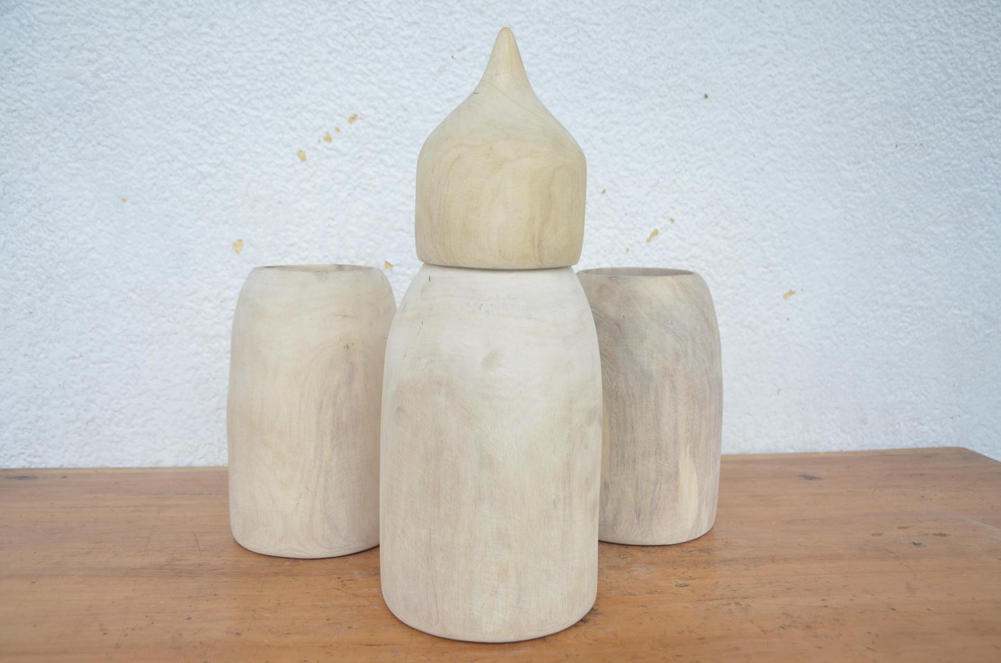Rwandan Icyansi & Inkongo Milk Set – 3-Piece Hand-Carved Wood – Heritage Art