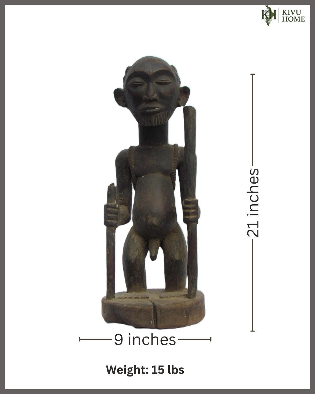 Vintage Songye "Shamba" Figure – 21" Congo Wood Statue – African Protector Art