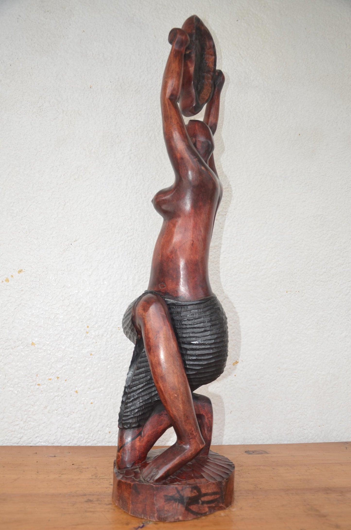 Handmade Nyiranzage Statue – 34" Rwanda Wood Sculpture – African Female Figure