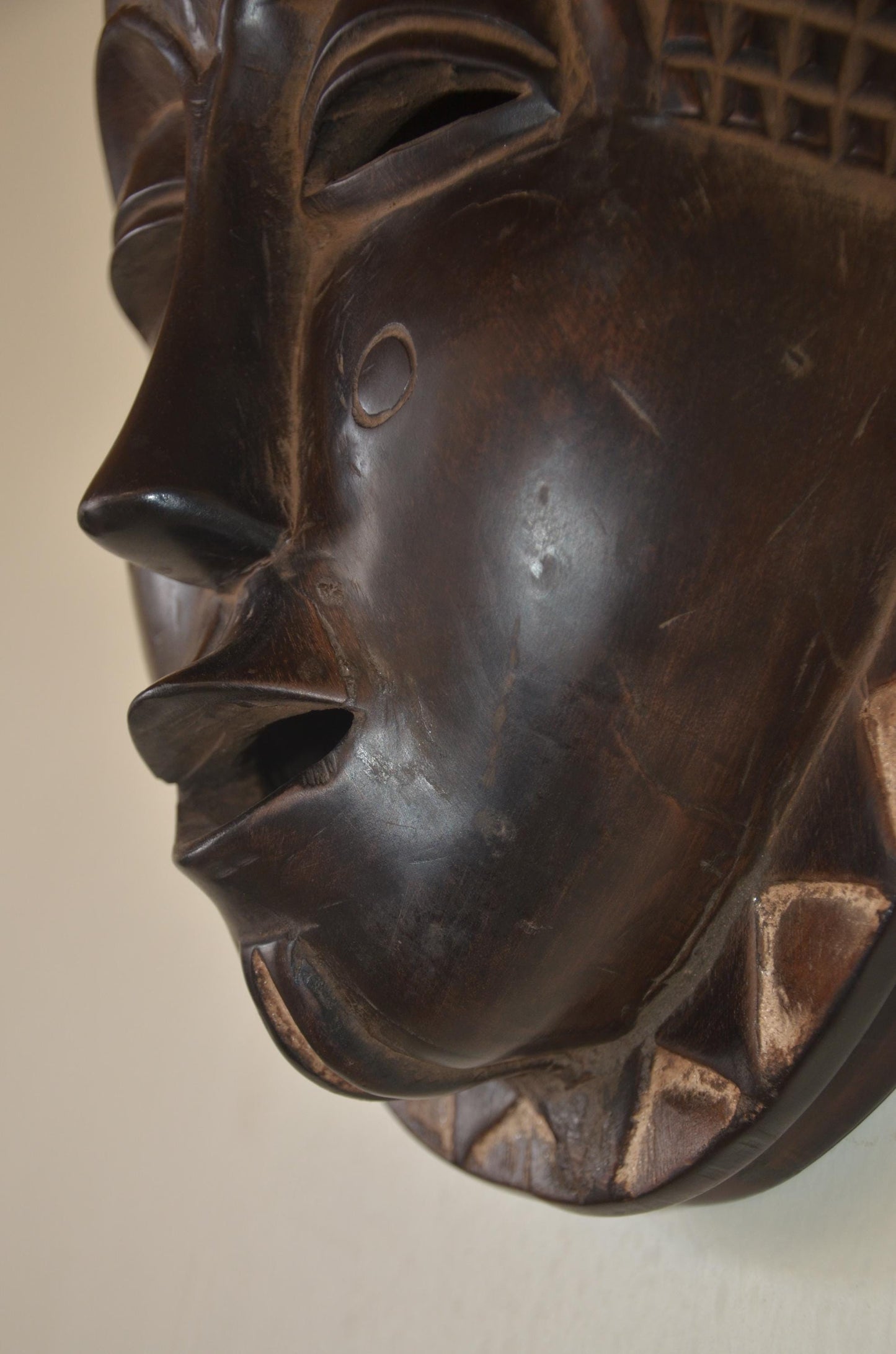 Baule Mblo Mask – 18" Hand-Carved Wood – Ivory Coast Idealized Portrait Art