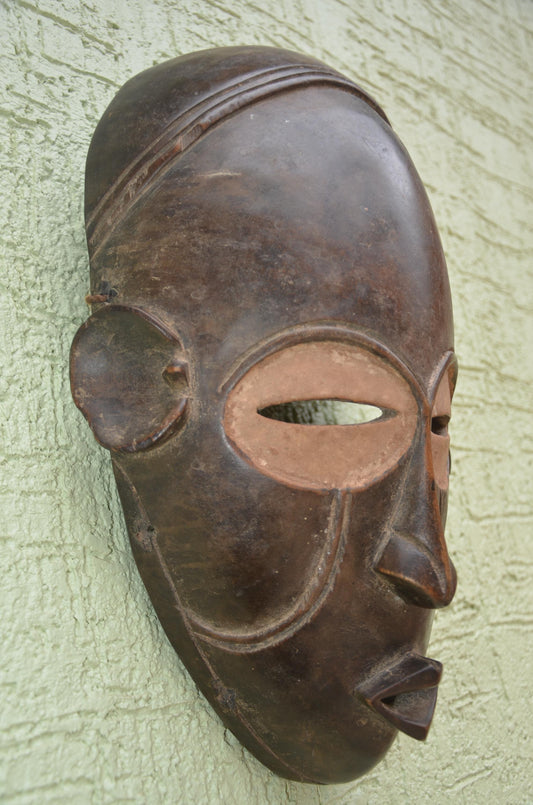 Vintage Chokwe Pwo Mask – 17" Congo Wood Wall Art – African Feminine Decor