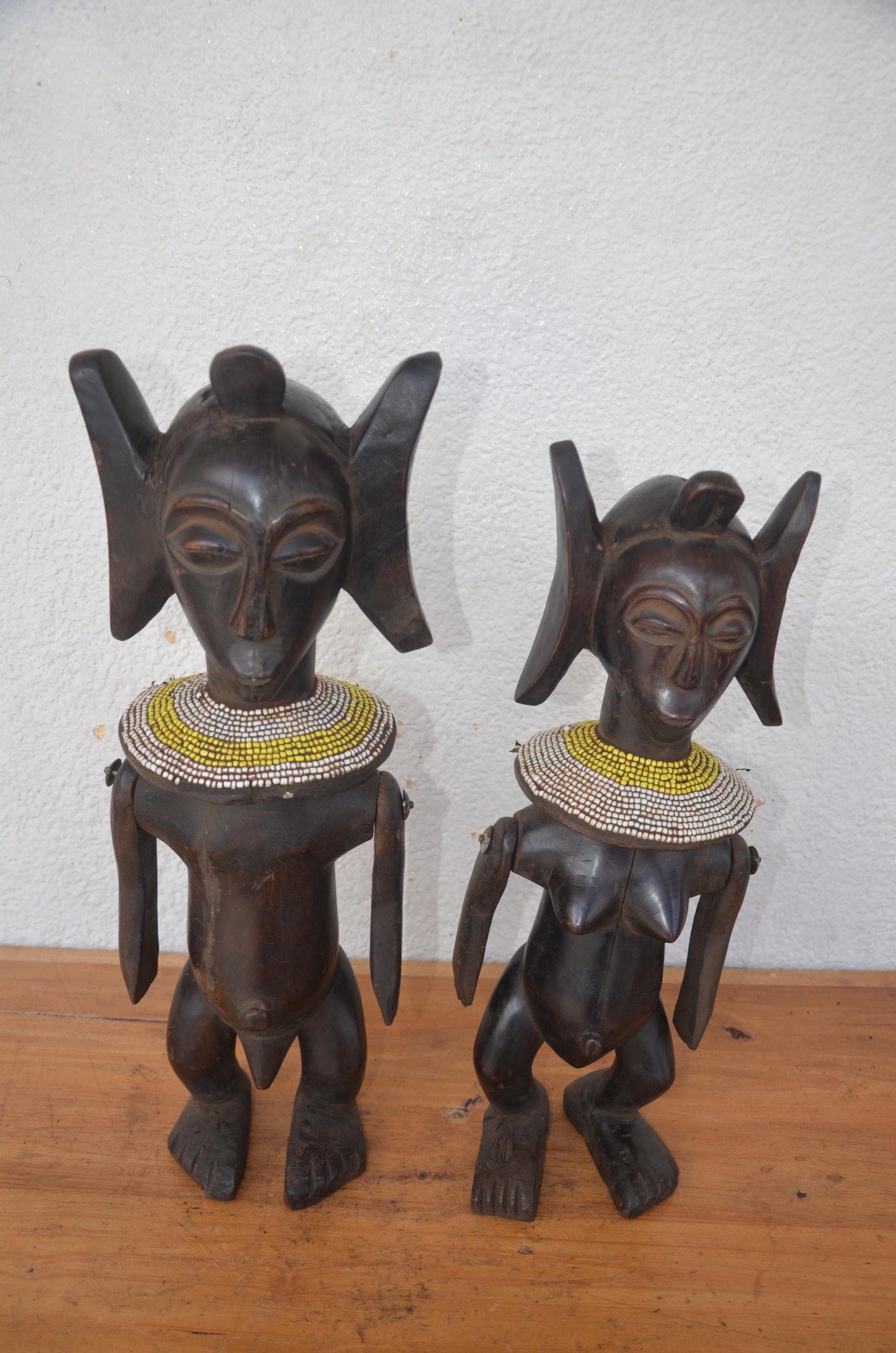 Hemba Singiti Couple – 24" Hand-Carved Wood – Congo Ancestor Power Figures