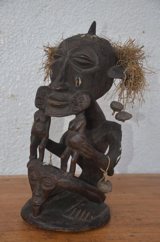 Kimbirigiti Power Figure – 16" Hand-Carved Wood – Congo Tribal Fetish Art