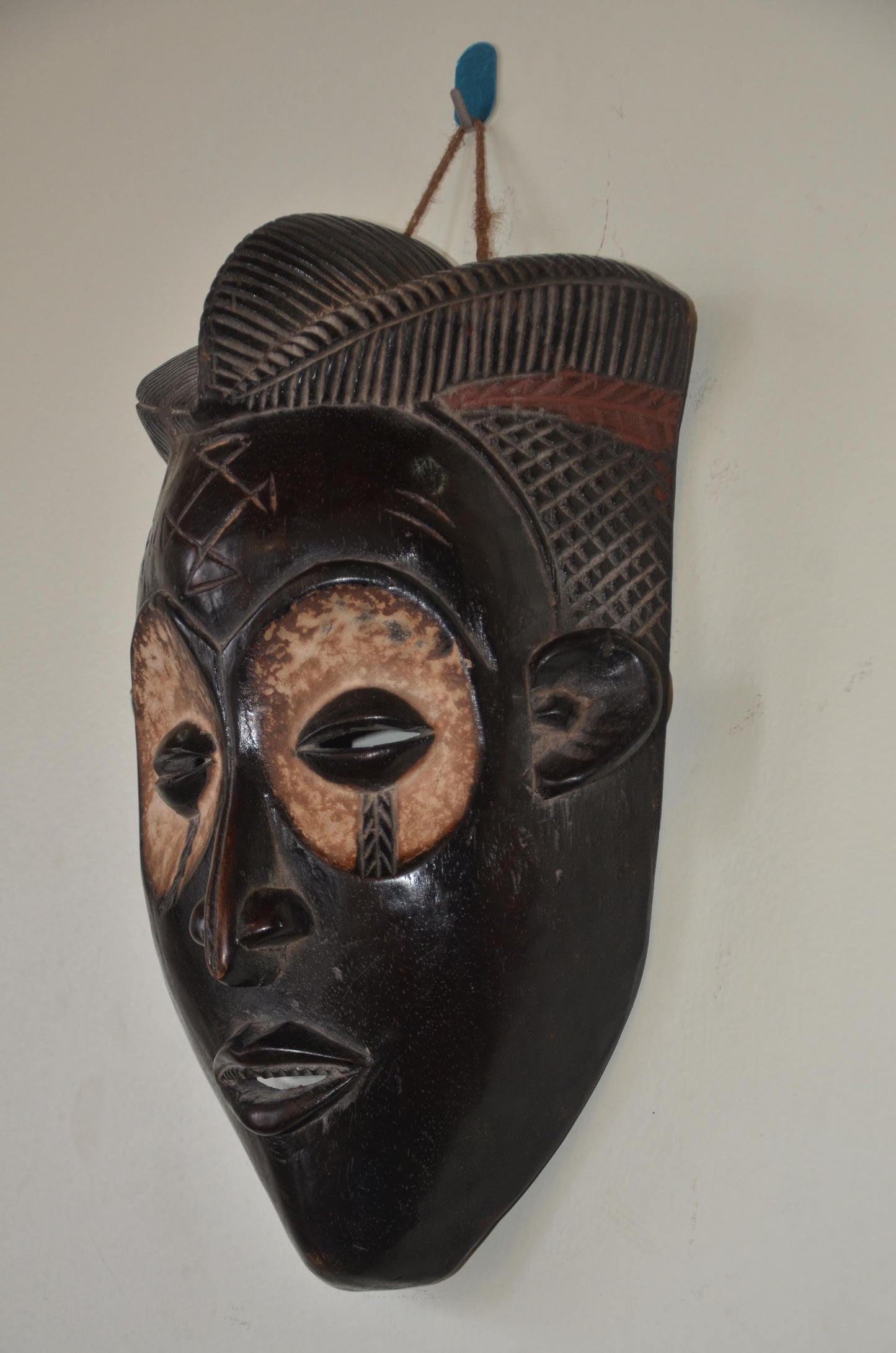 Chokwe Mwana Pwo Mask – 18" Hand-Carved Wood – Congo Ancestor Wall Art