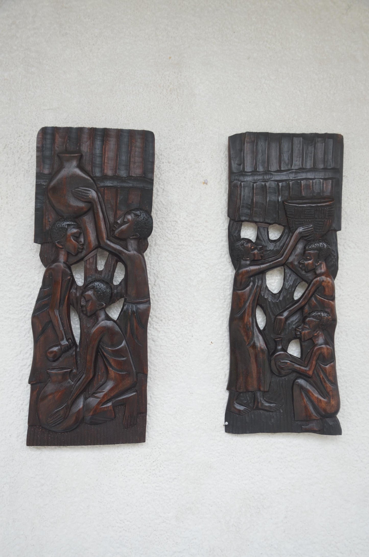 Kingdom Wall Decorating – Pair of 20" Rwanda Relief Panels – African Folk Art
