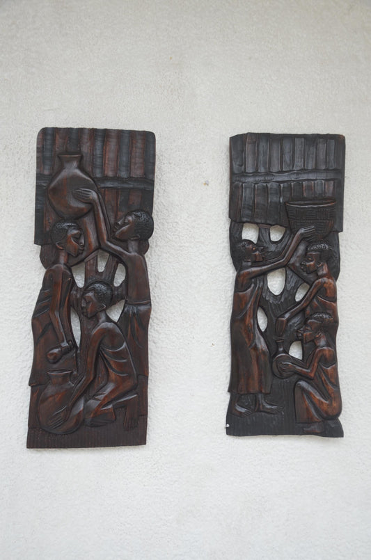 Kingdom Wall Decorating – Pair of 20" Rwanda Relief Panels – African Folk Art
