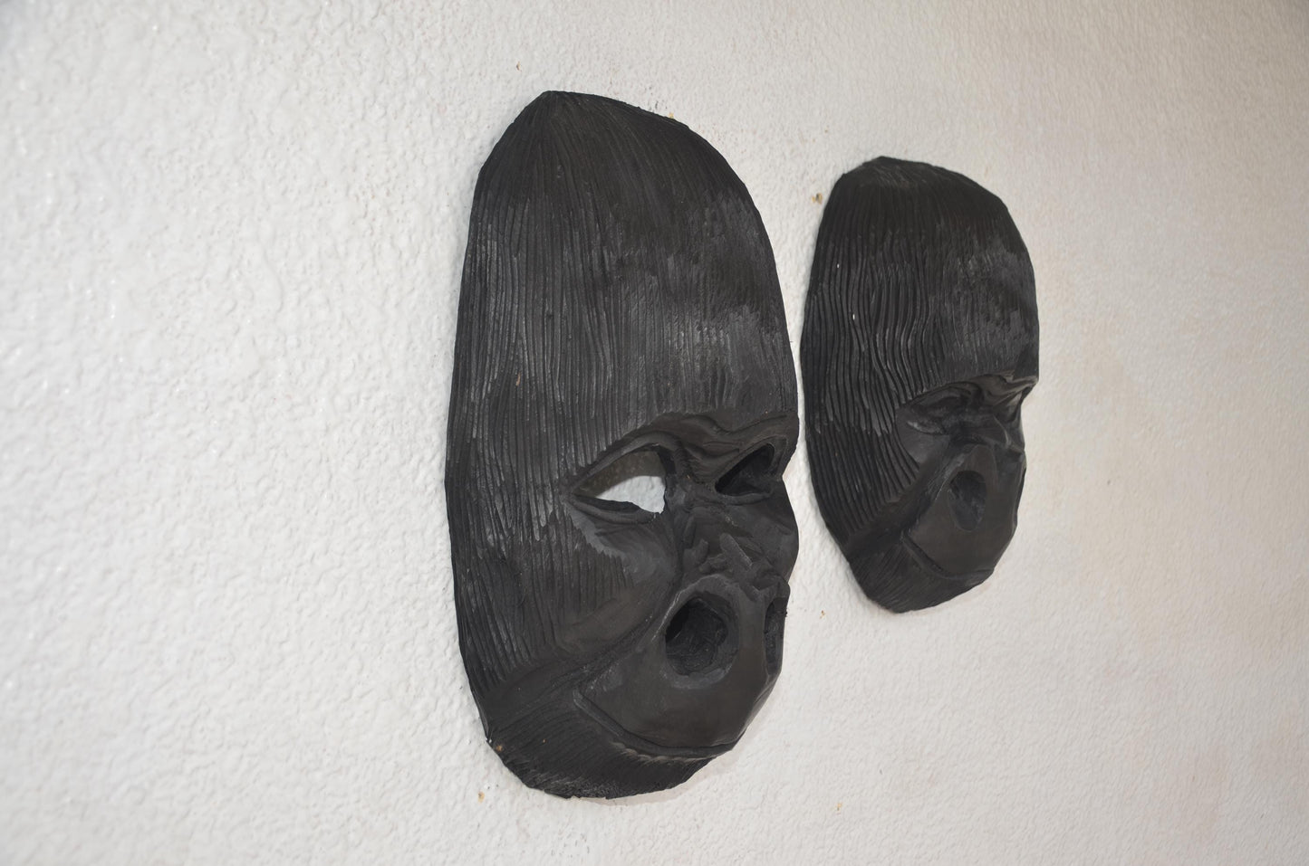 Rwandan Gorilla Couple – 16" Hand-Carved Wood Masks – African Wildlife Art