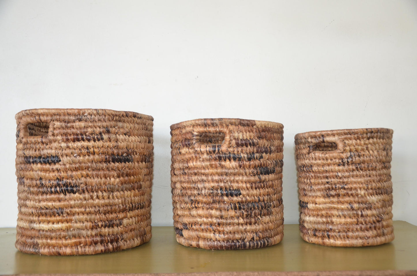 Round Woven Storage Basket | African Handwoven Boho Decor | Ethnic Home Accent