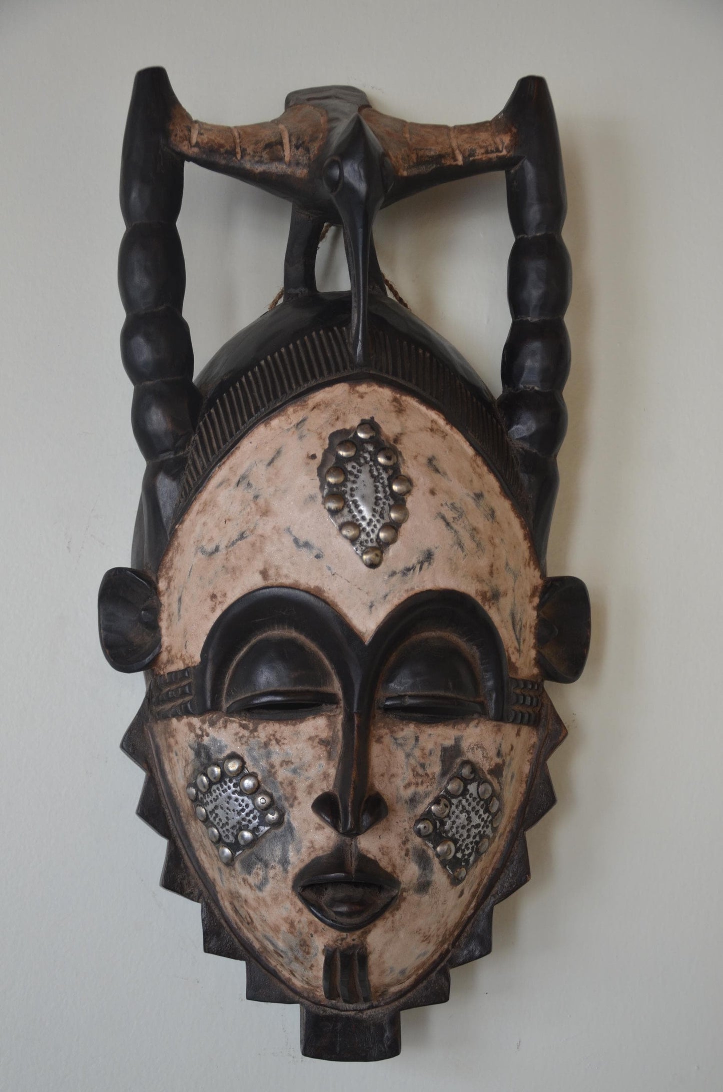 Igbo Maiden Spirit Helmet Mask | African Tribal Wall Decor | Hand Carved Wood Art