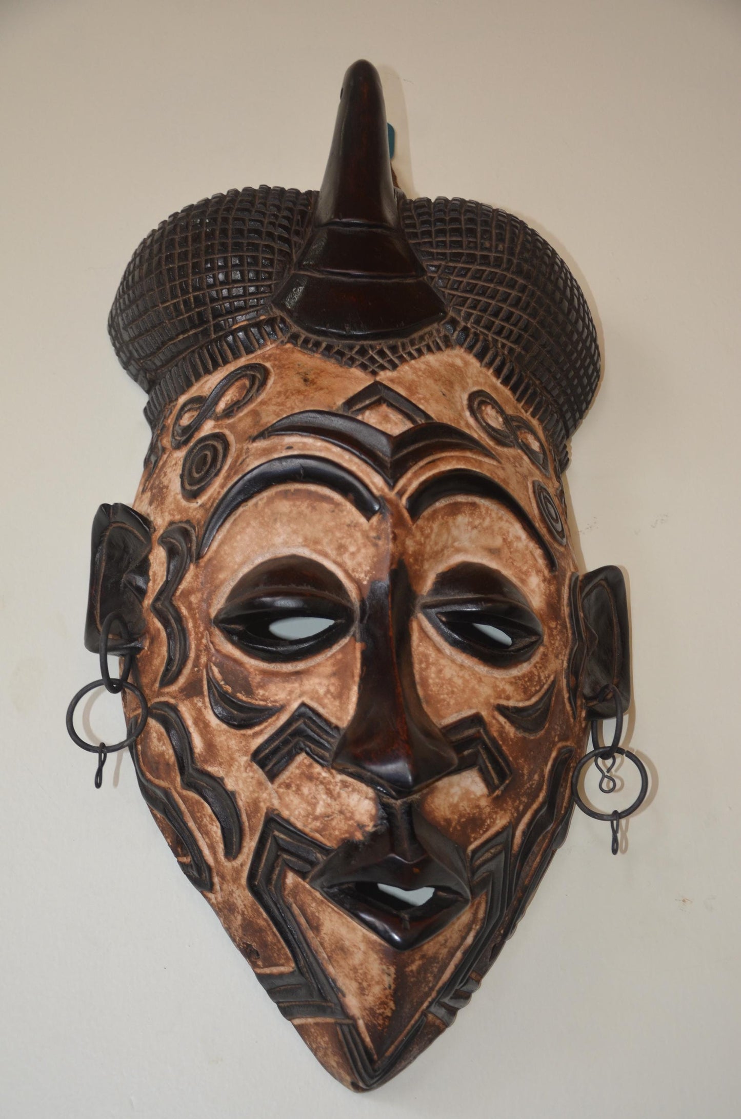 Lulua Mask – 25" Hand-Carved Wood – Intricate Congo DRC African Tribal Art