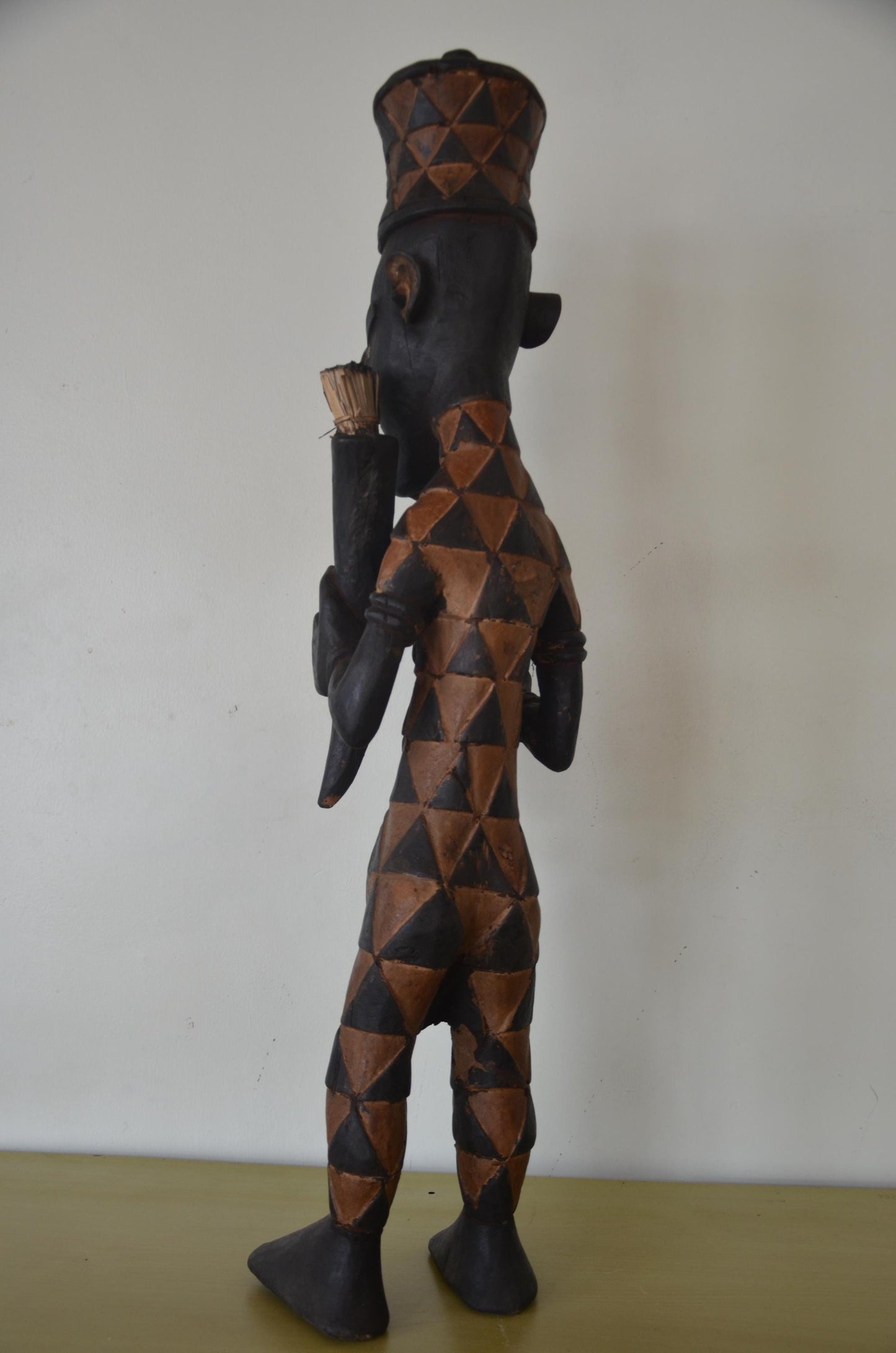 Large 39" Benelulua Maternity Figure – Hand-Carved Congo Wood – African Art