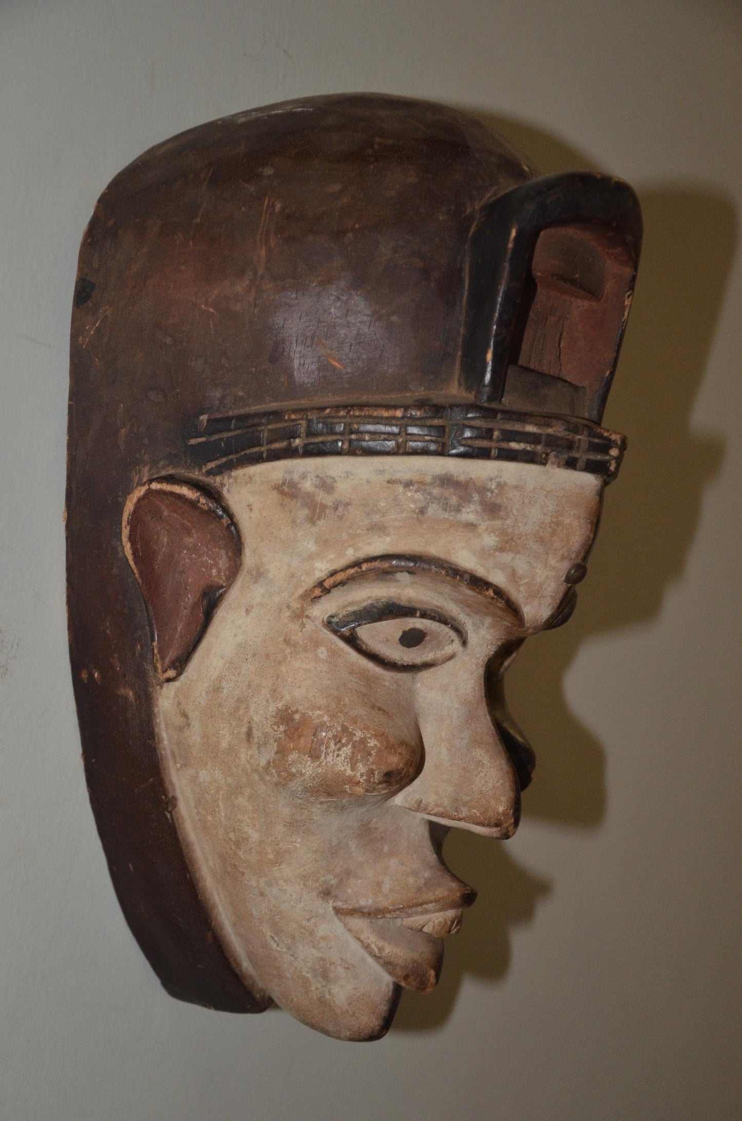 Chokwe Mwana Pwo Mask – 14" Deep-Profile Wood – Congo Female Ancestor Art