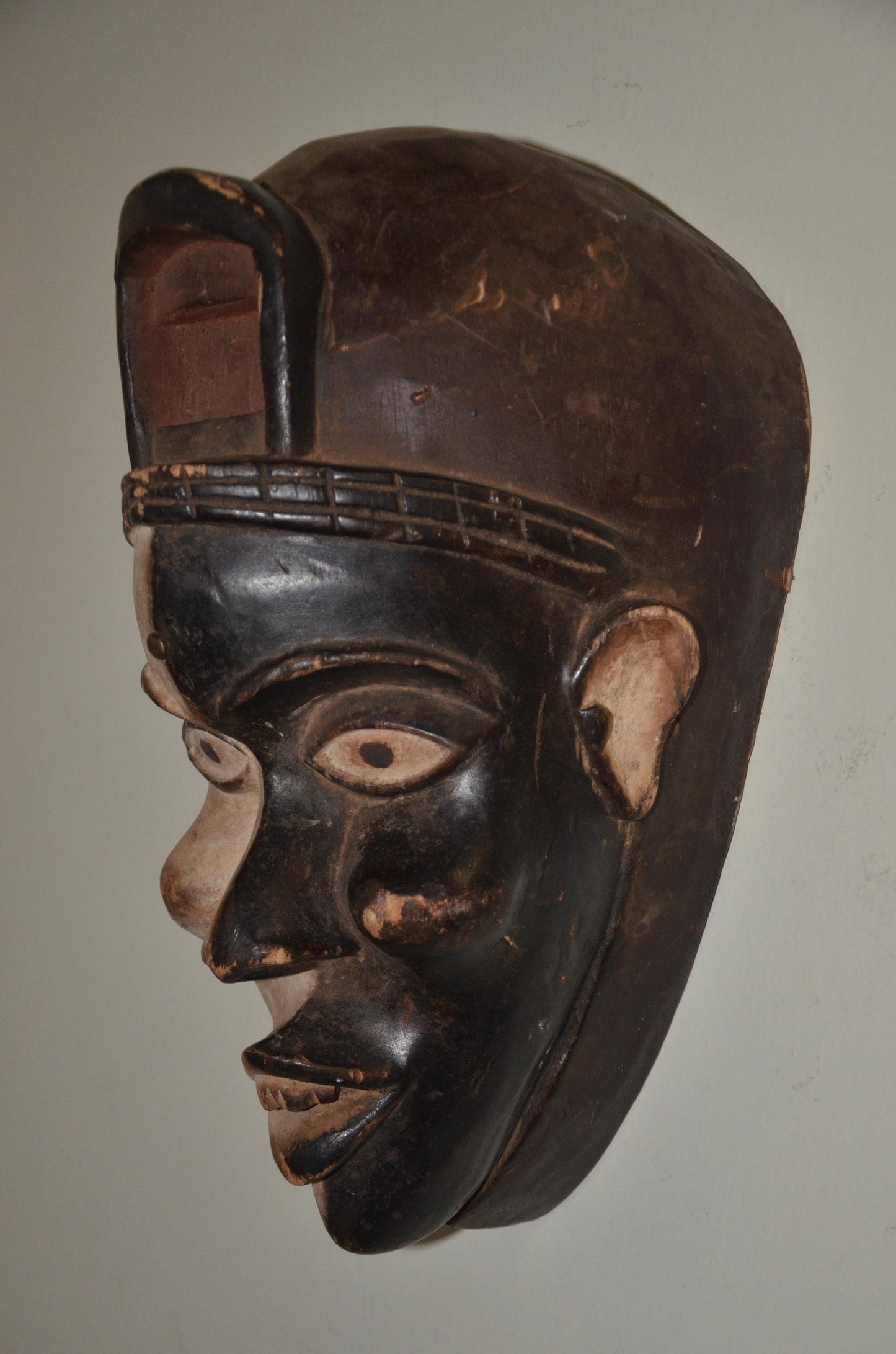Chokwe Mwana Pwo Mask – 14" Deep-Profile Wood – Congo Female Ancestor Art