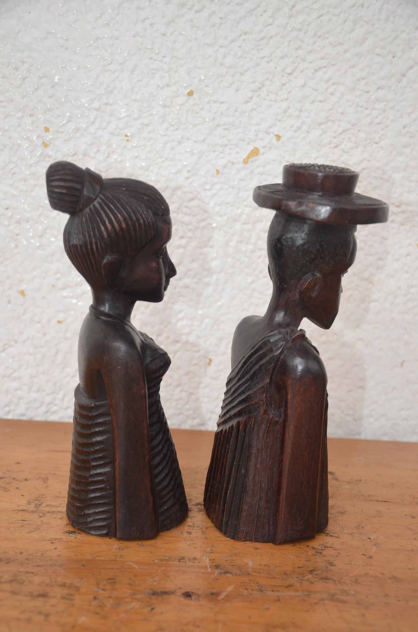 Rwandan Couple Statues – 10" Hand-Carved Wood Set – Traditional Rwanda Art