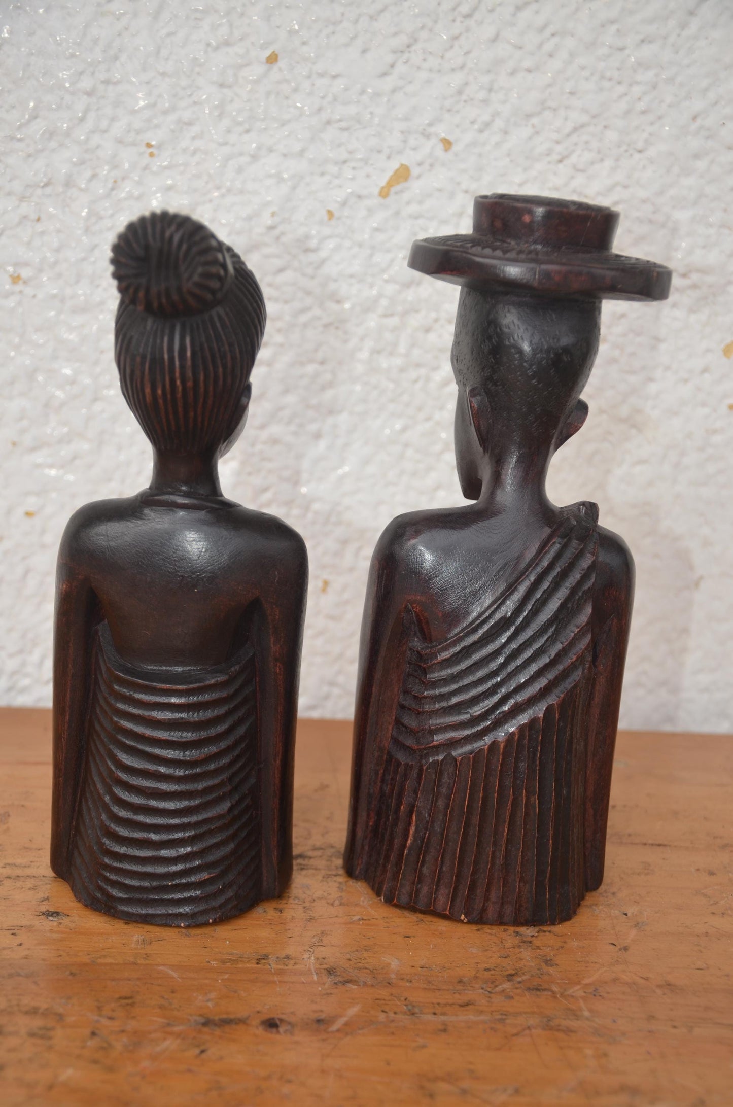 Rwandan Couple Statues – 10" Hand-Carved Wood Set – Traditional Rwanda Art