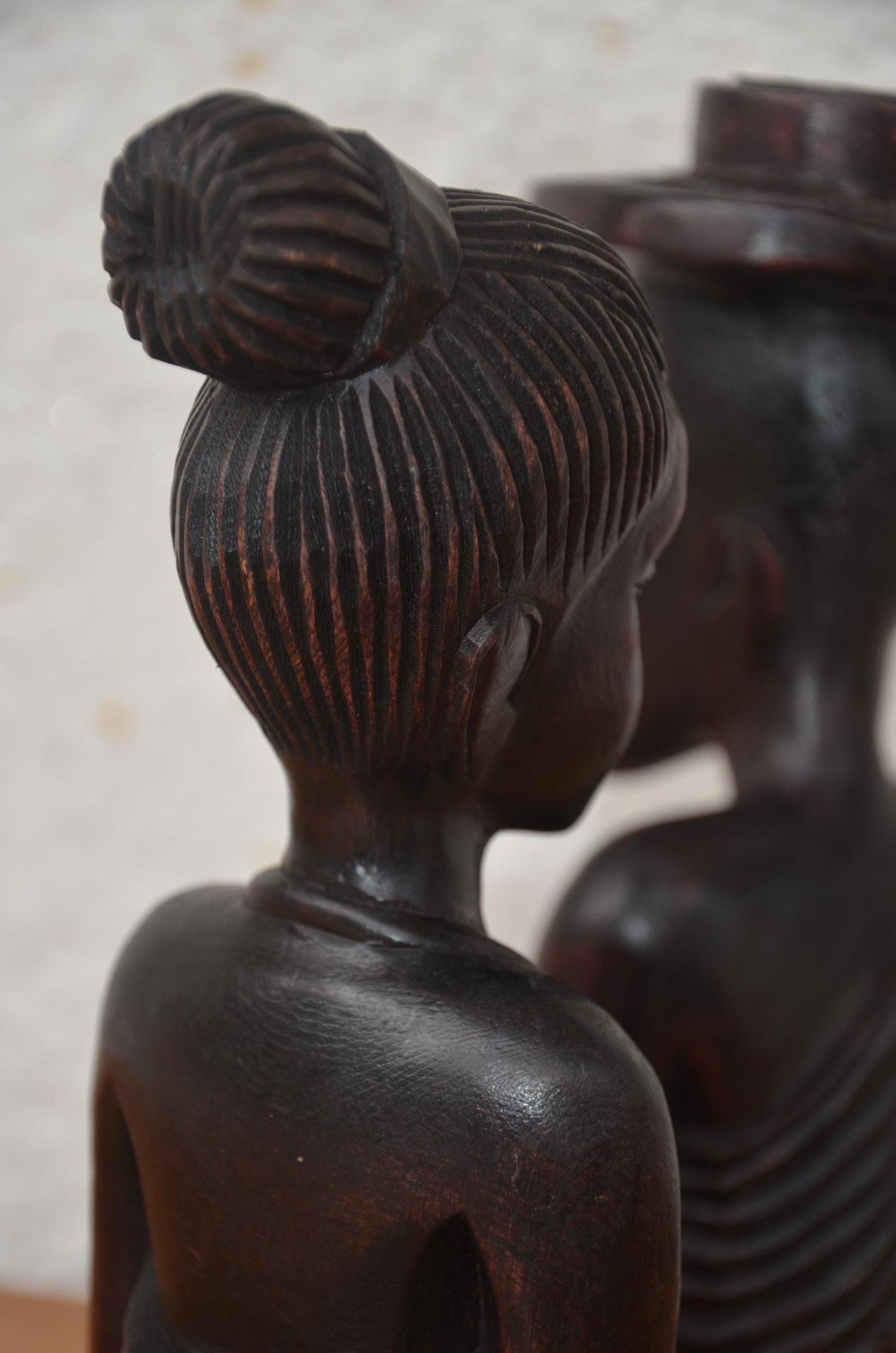 Rwandan Couple Statues – 10" Hand-Carved Wood Set – Traditional Rwanda Art