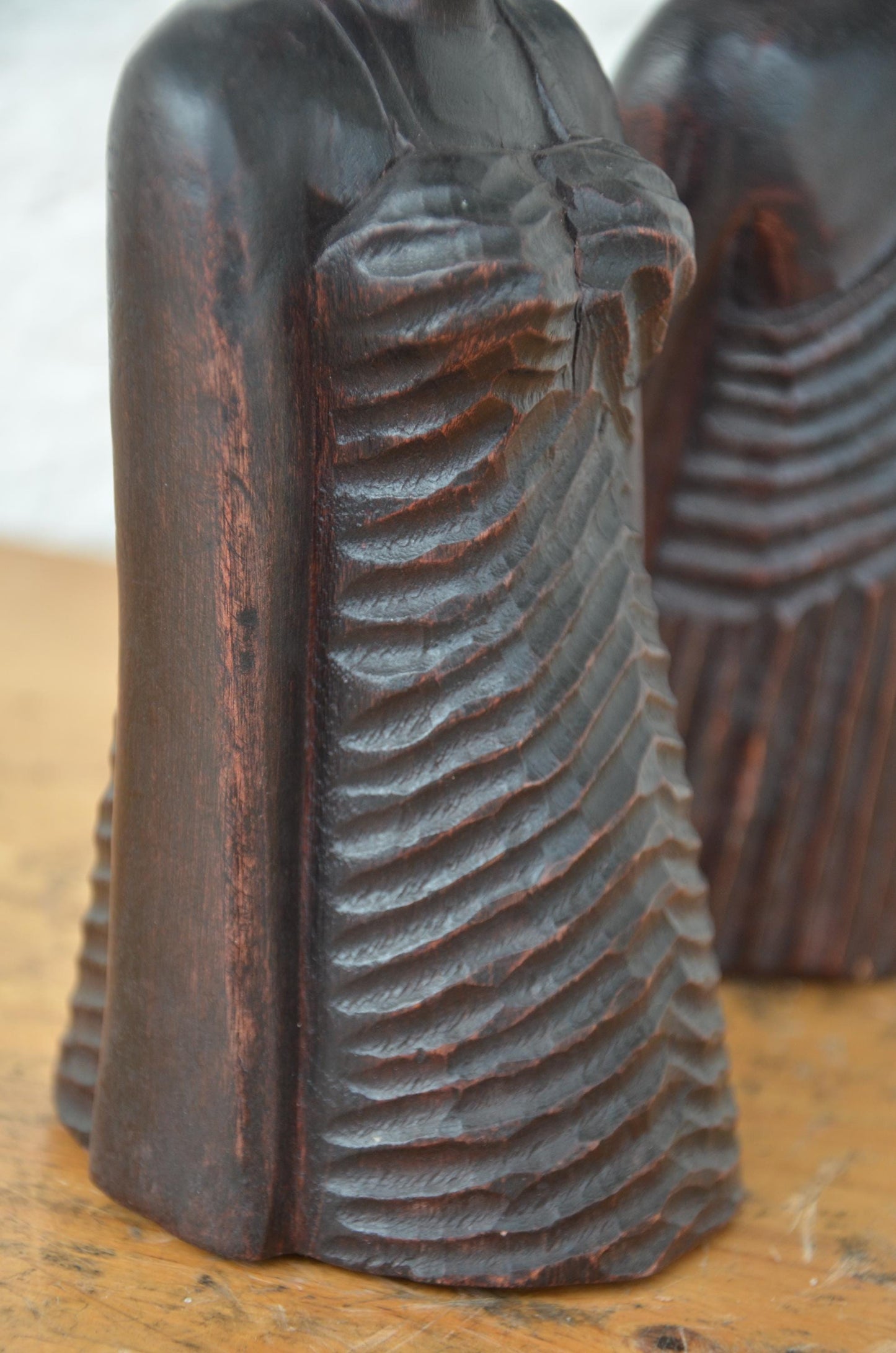 Rwandan Couple Statues – 10" Hand-Carved Wood Set – Traditional Rwanda Art