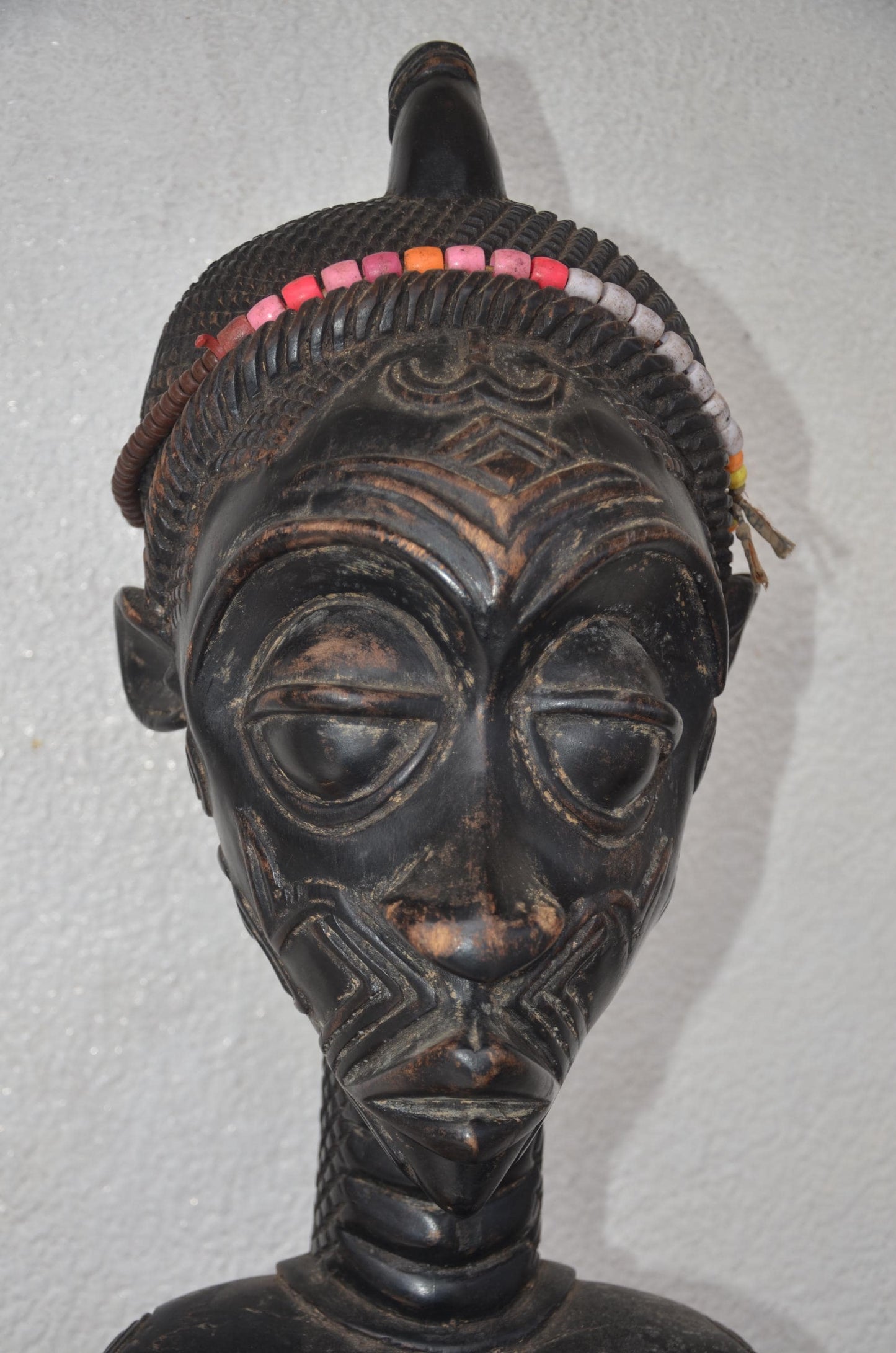 Huge 43" Lulua Queen Statue – Hand-Carved Wood – Congo Tribal Prestige Art
