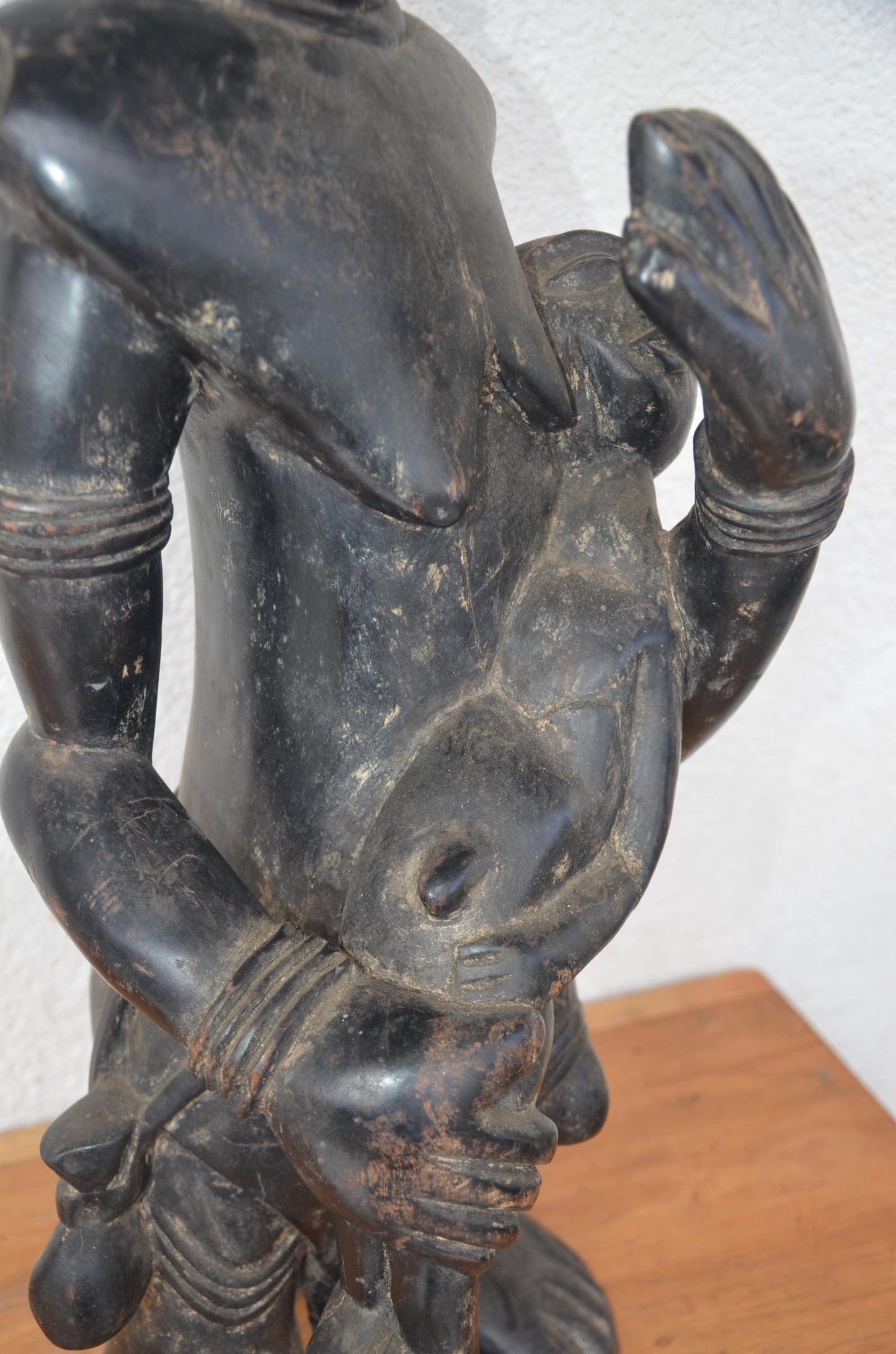 Huge 43" Lulua Queen Statue – Hand-Carved Wood – Congo Tribal Prestige Art