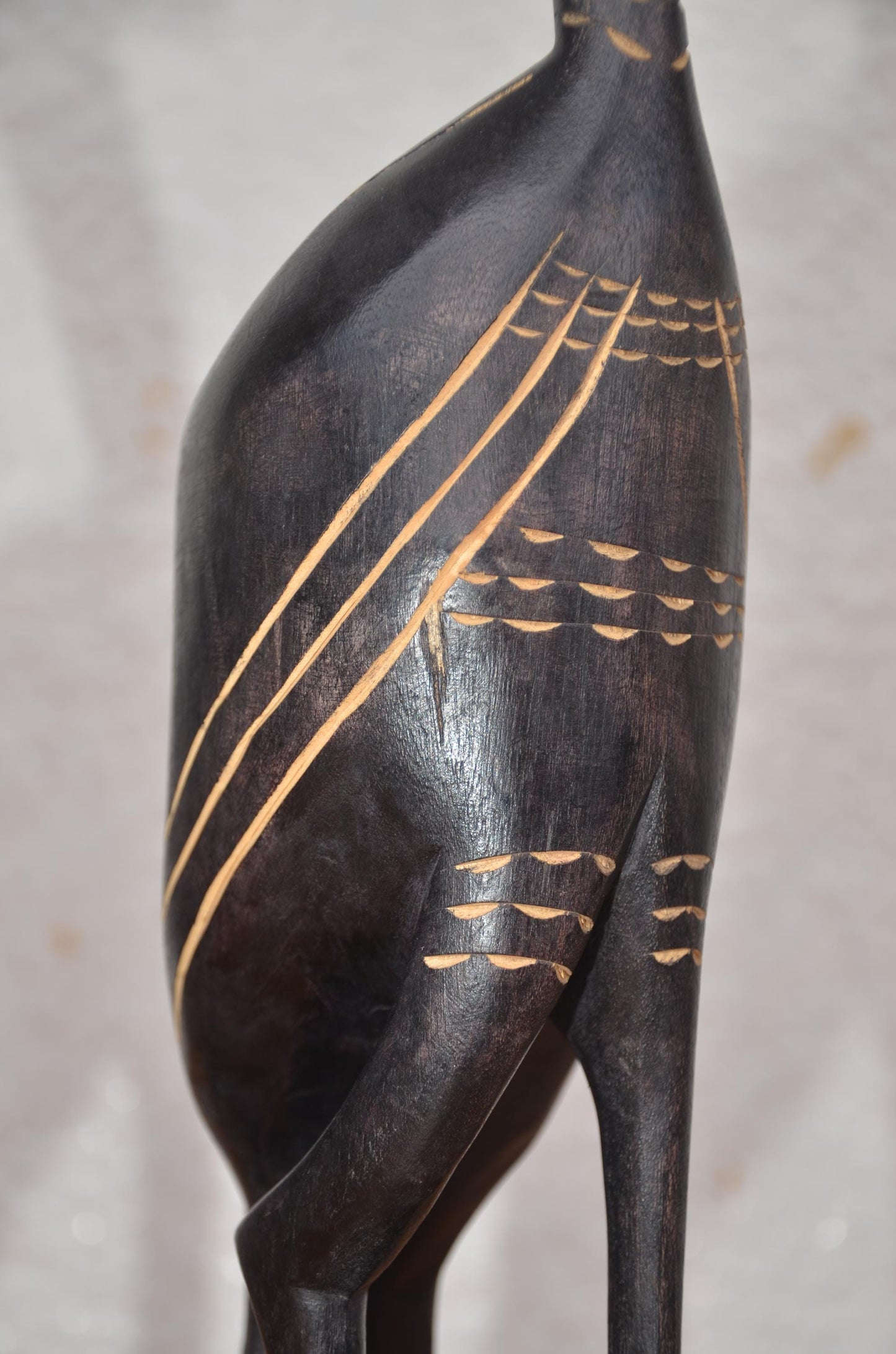 Rwandan Peacock Statues – 17" Hand-Carved Wood – Nyungwe Forest Mother & Kid