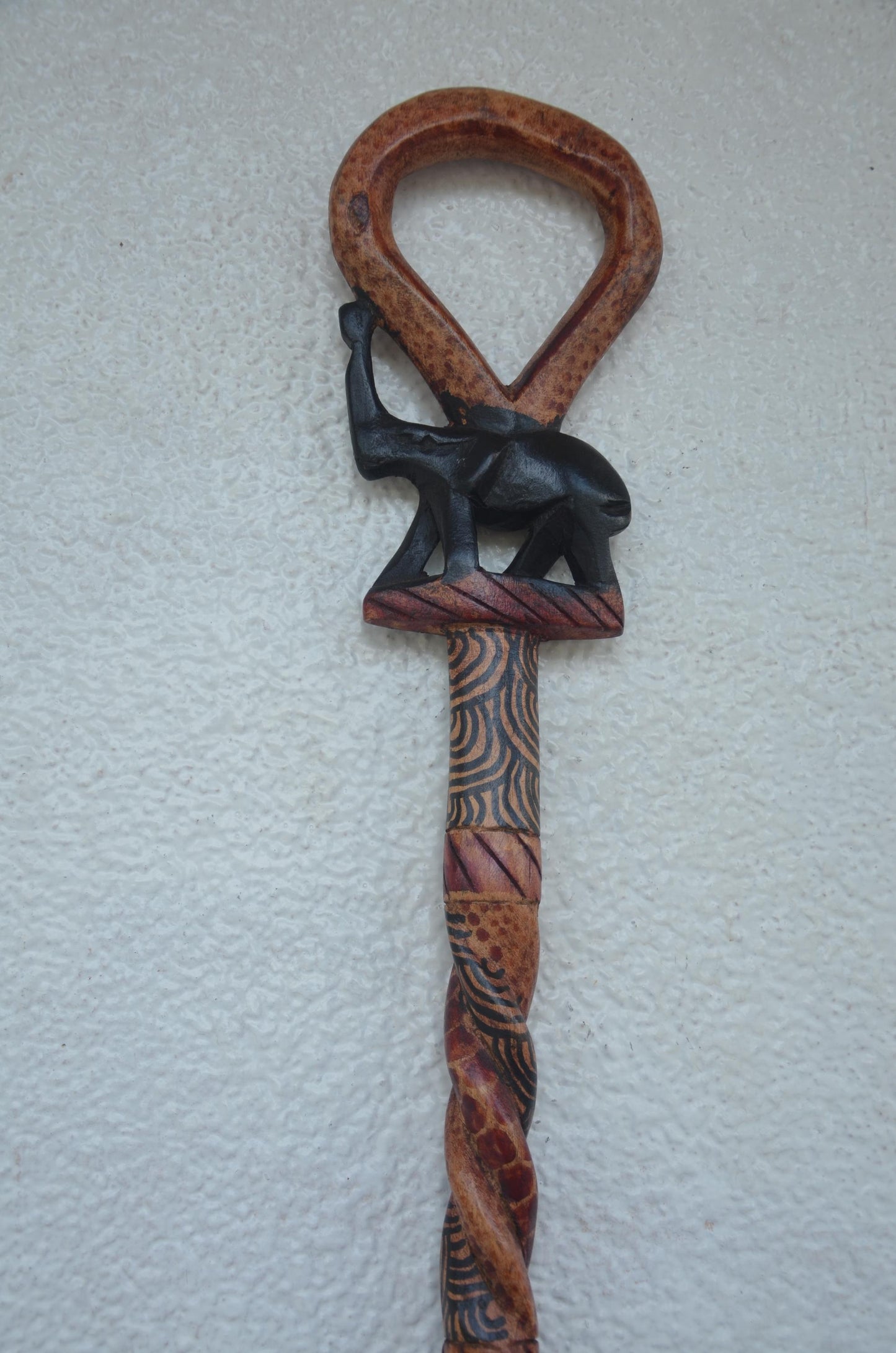 Rwandan Royal Walking Stick – 37" Hand-Carved Wood – Traditional King Inkoni