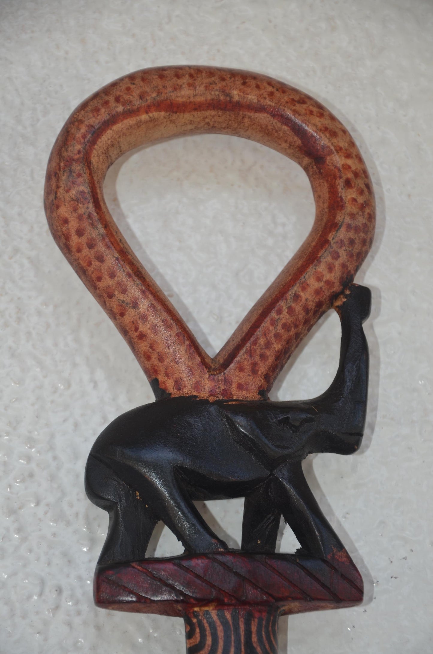 Rwandan Royal Walking Stick – 37" Hand-Carved Wood – Traditional King Inkoni